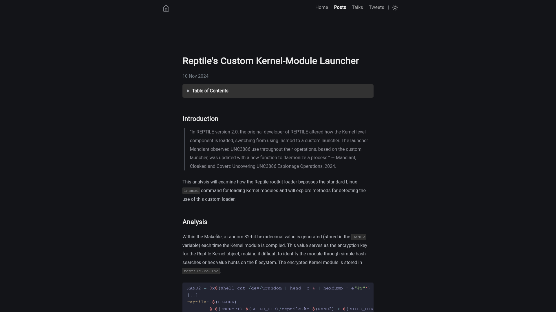 Reptile's Custom Kernel-Module Launcher | dfir.ch