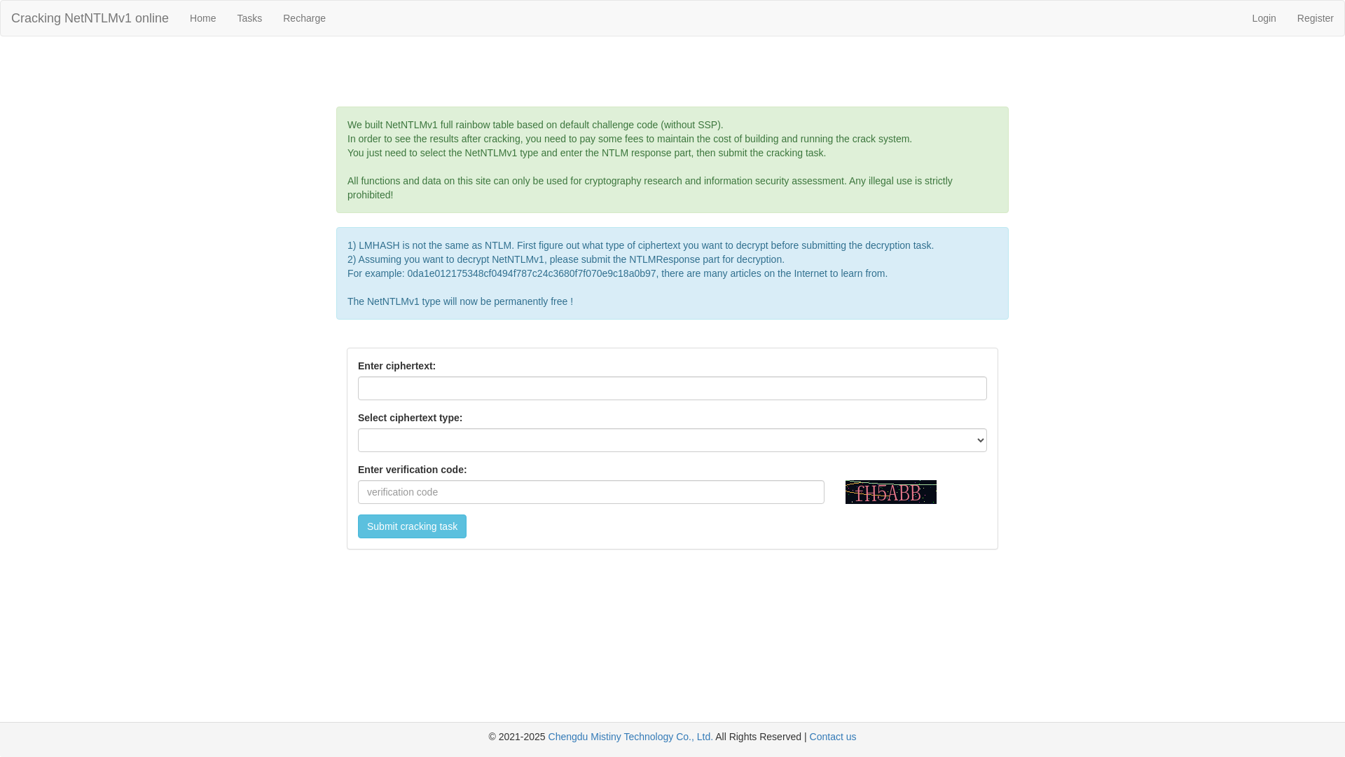 Home - Cracking NetNTLMv1 online