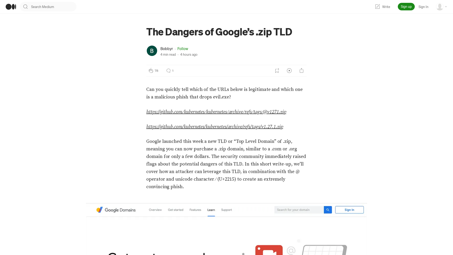 The Dangers of Google’s .zip TLD. Can you quickly tell which of the URLs… | by Bobbyr | May, 2023 | Medium