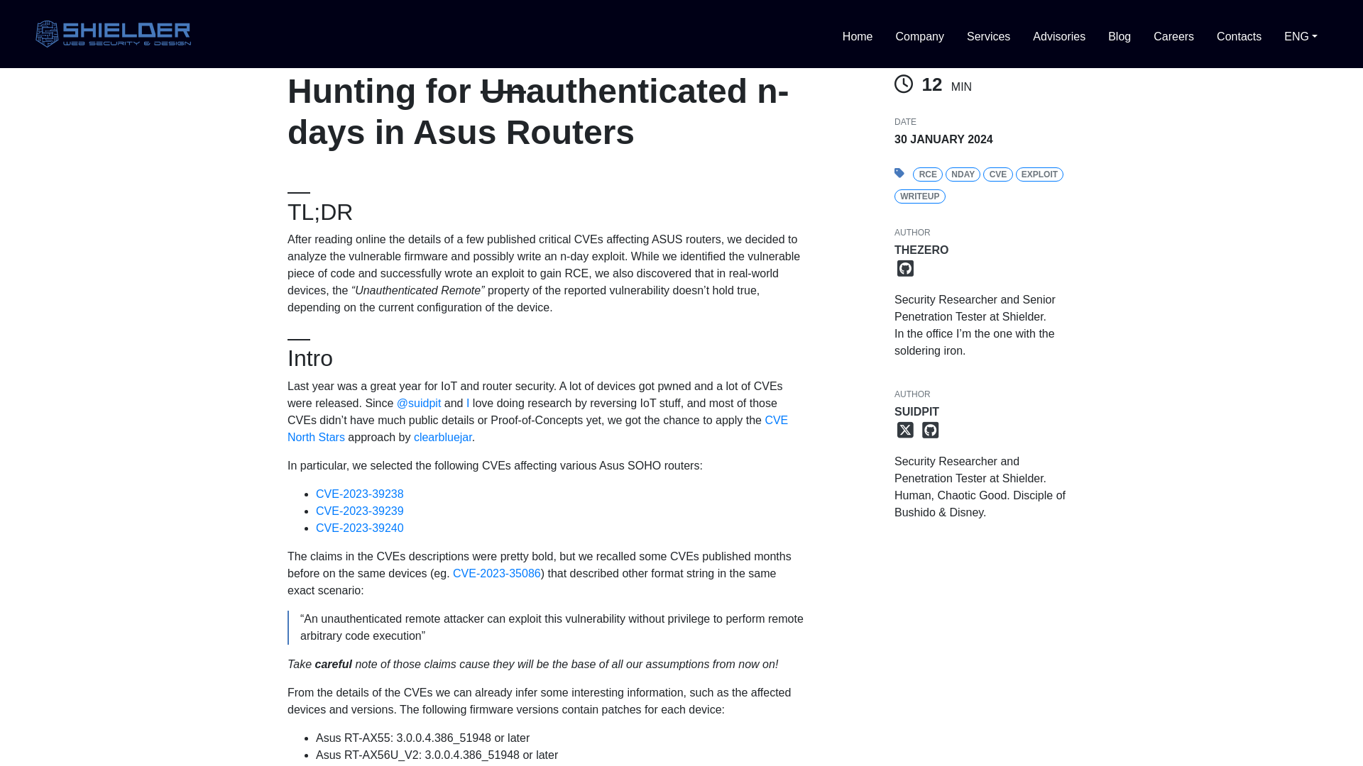 Shielder - Hunting for <del>Un</del>authenticated n-days in Asus Routers