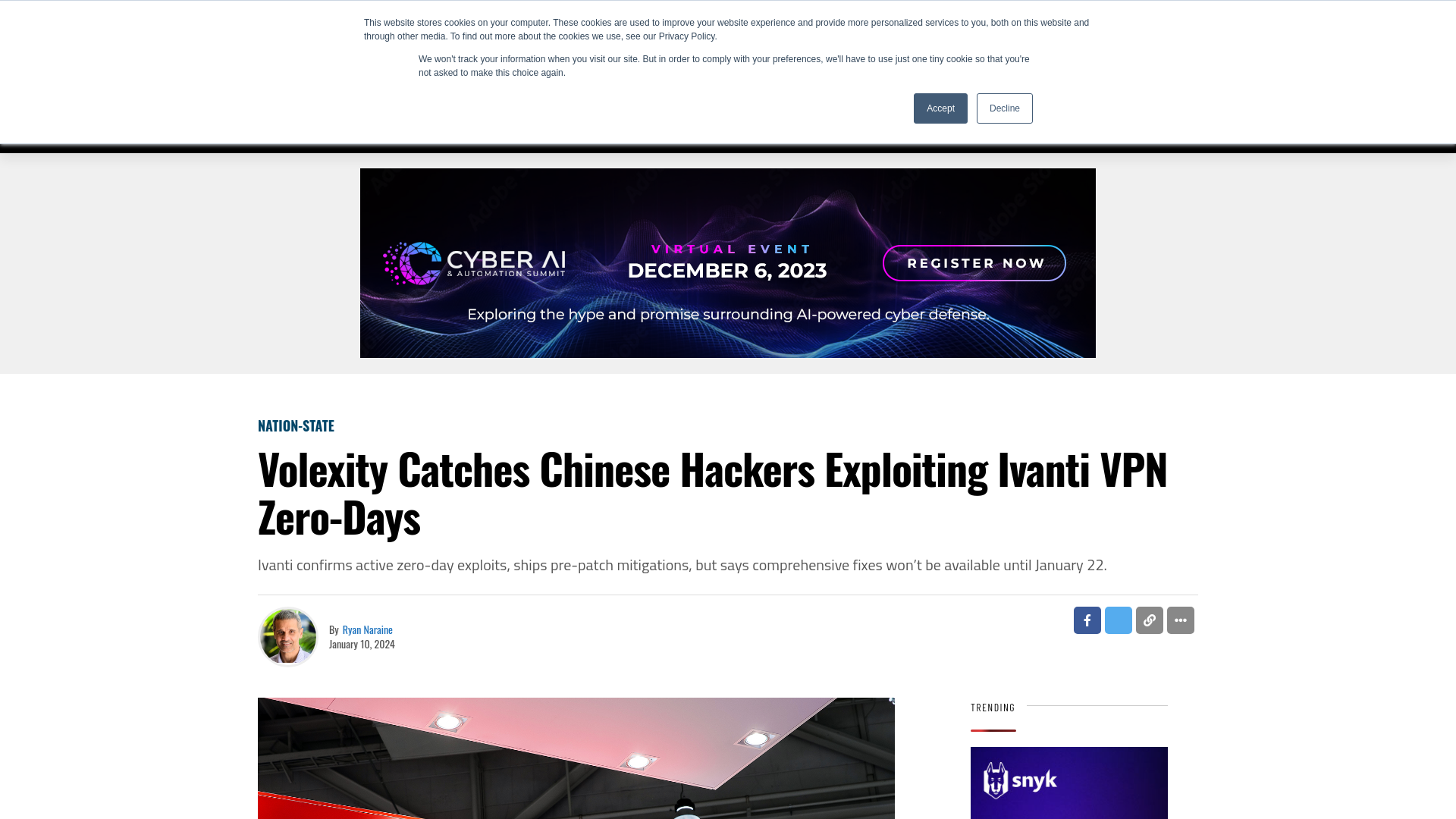 Volexity Catches Chinese Hackers Exploiting Ivanti VPN Zero-Days - SecurityWeek