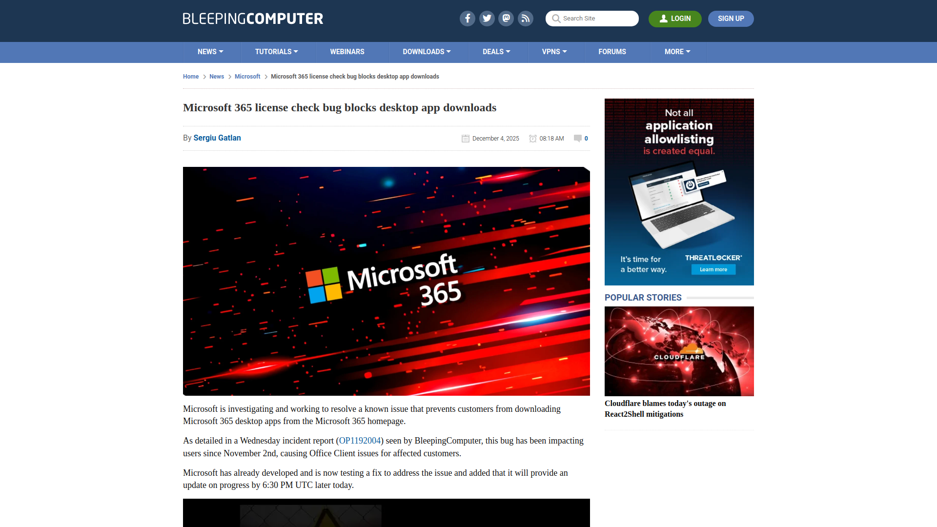 Microsoft 365 license check bug blocks desktop app downloads