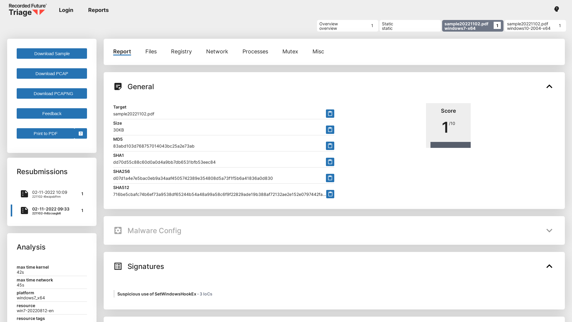 Triage | Behavioral Report