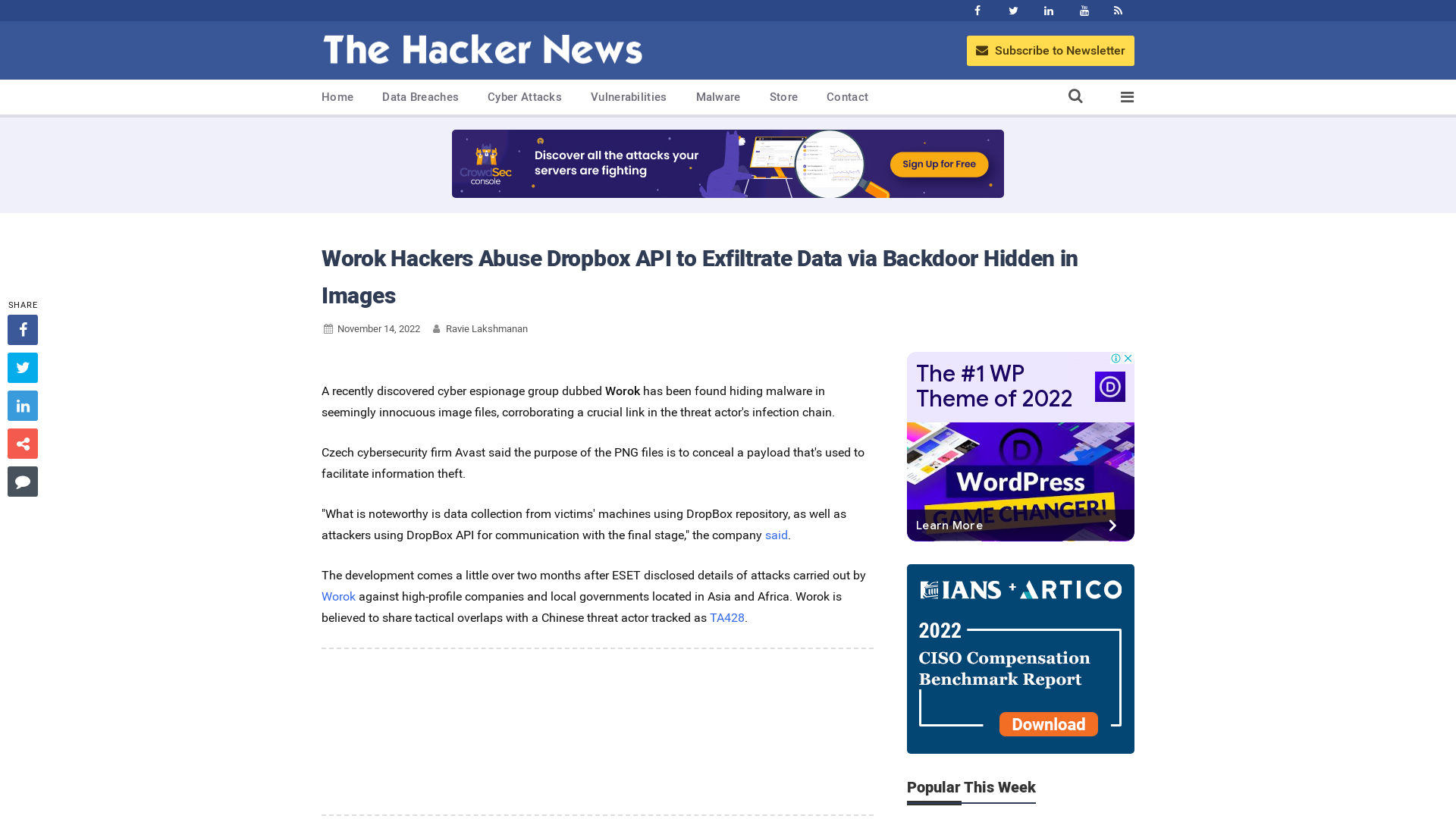 Worok Hackers Abuse Dropbox API to Exfiltrate Data via Backdoor Hidden in Images