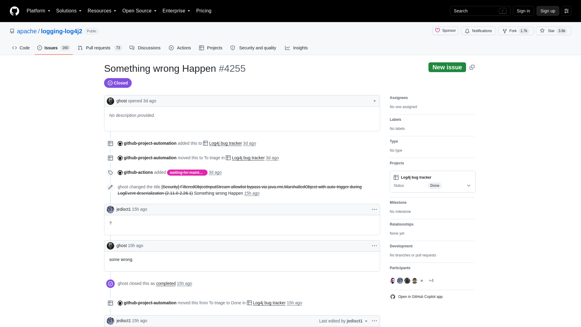 Something wrong Happen · Issue #4255 · apache/logging-log4j2