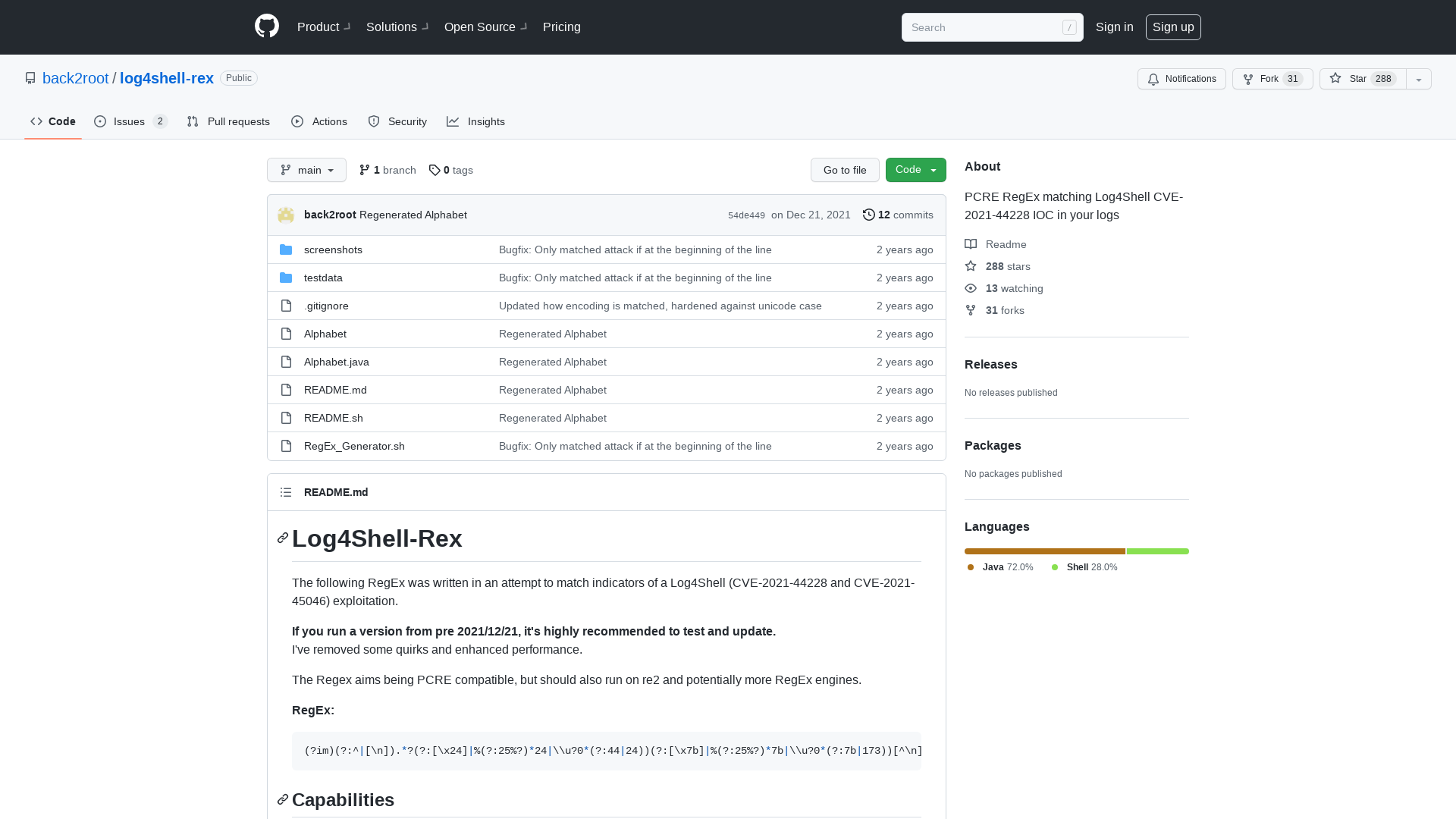 GitHub - back2root/log4shell-rex: PCRE RegEx matching Log4Shell CVE-2021-44228 IOC in your logs
