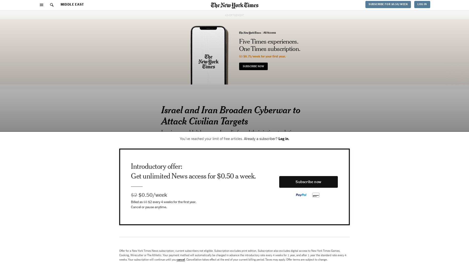 Israel and Iran Broaden Cyberwar to Attack Civilian Targets - The New York Times