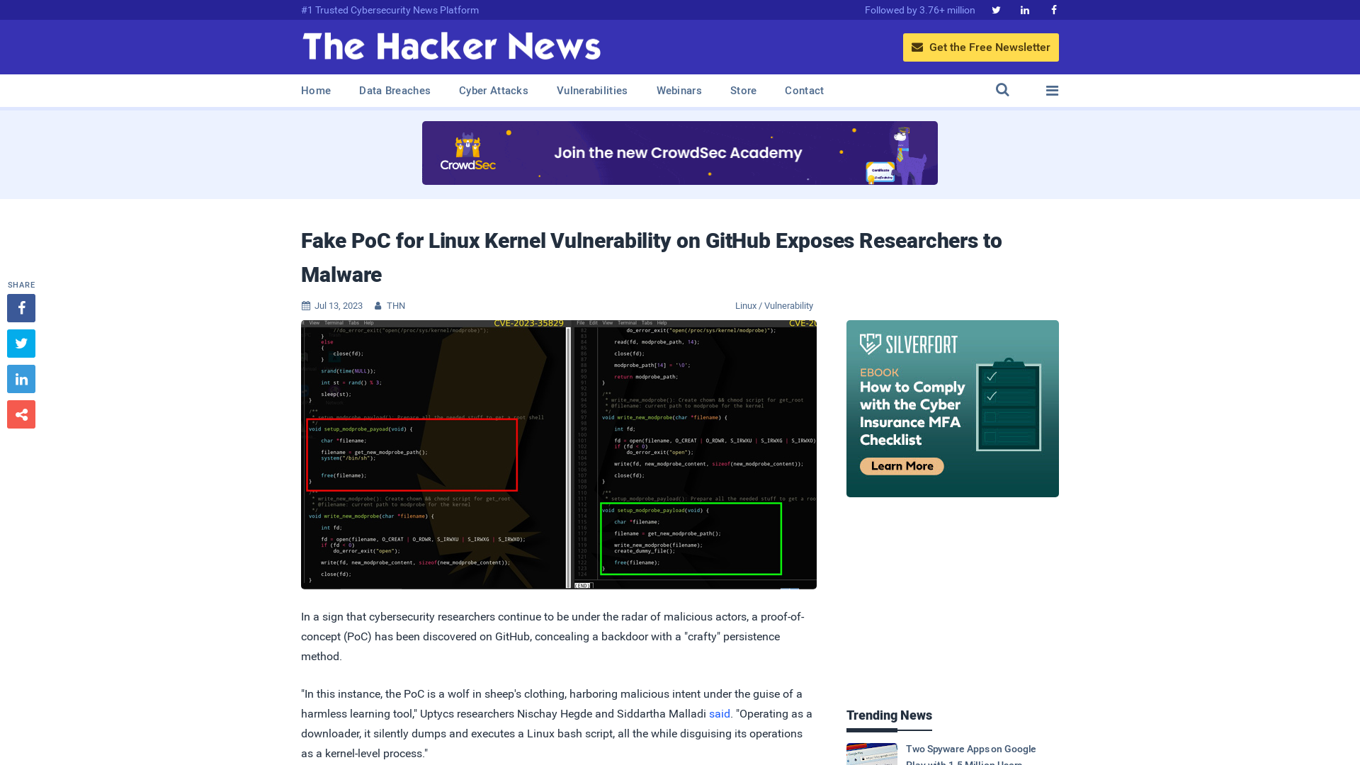 Fake PoC for Linux Kernel Vulnerability on GitHub Exposes Researchers to Malware