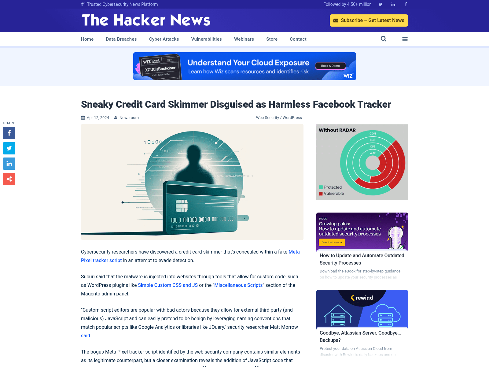 Sneaky Credit Card Skimmer Disguised as Harmless Facebook Tracker