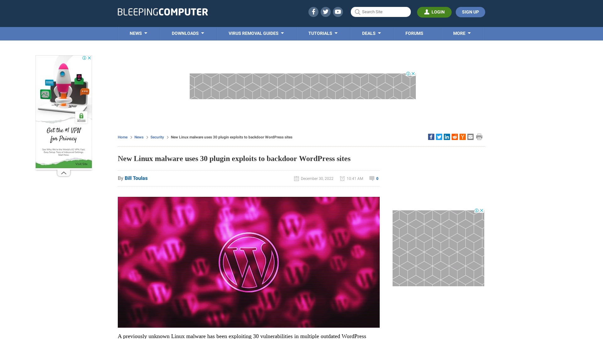 New Linux malware uses 30 plugin exploits to backdoor WordPress sites