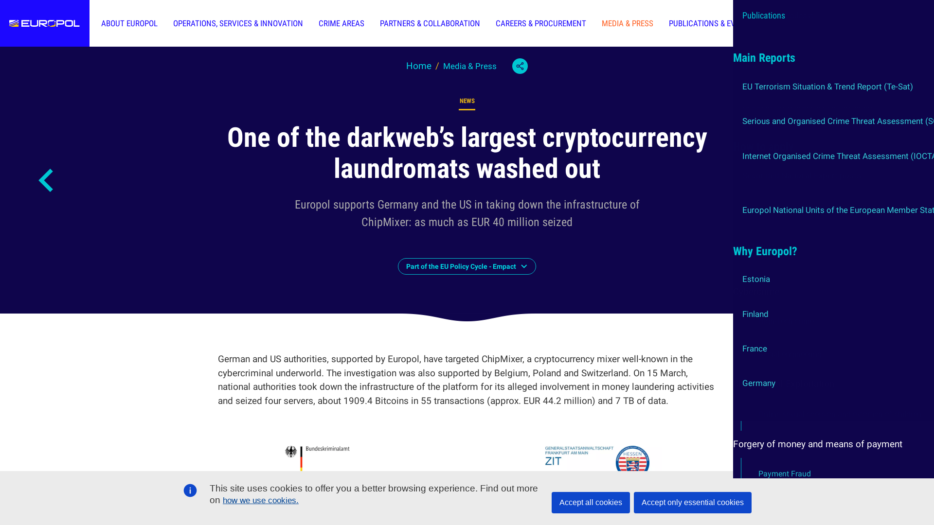 One of the darkweb’s largest cryptocurrency laundromats washed out | Europol