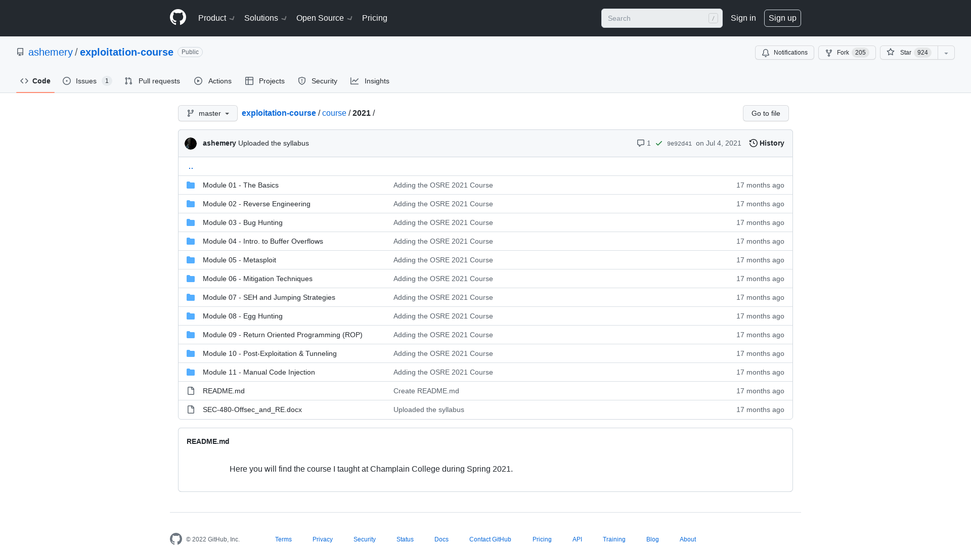 exploitation-course/course/2021 at master · ashemery/exploitation-course · GitHub