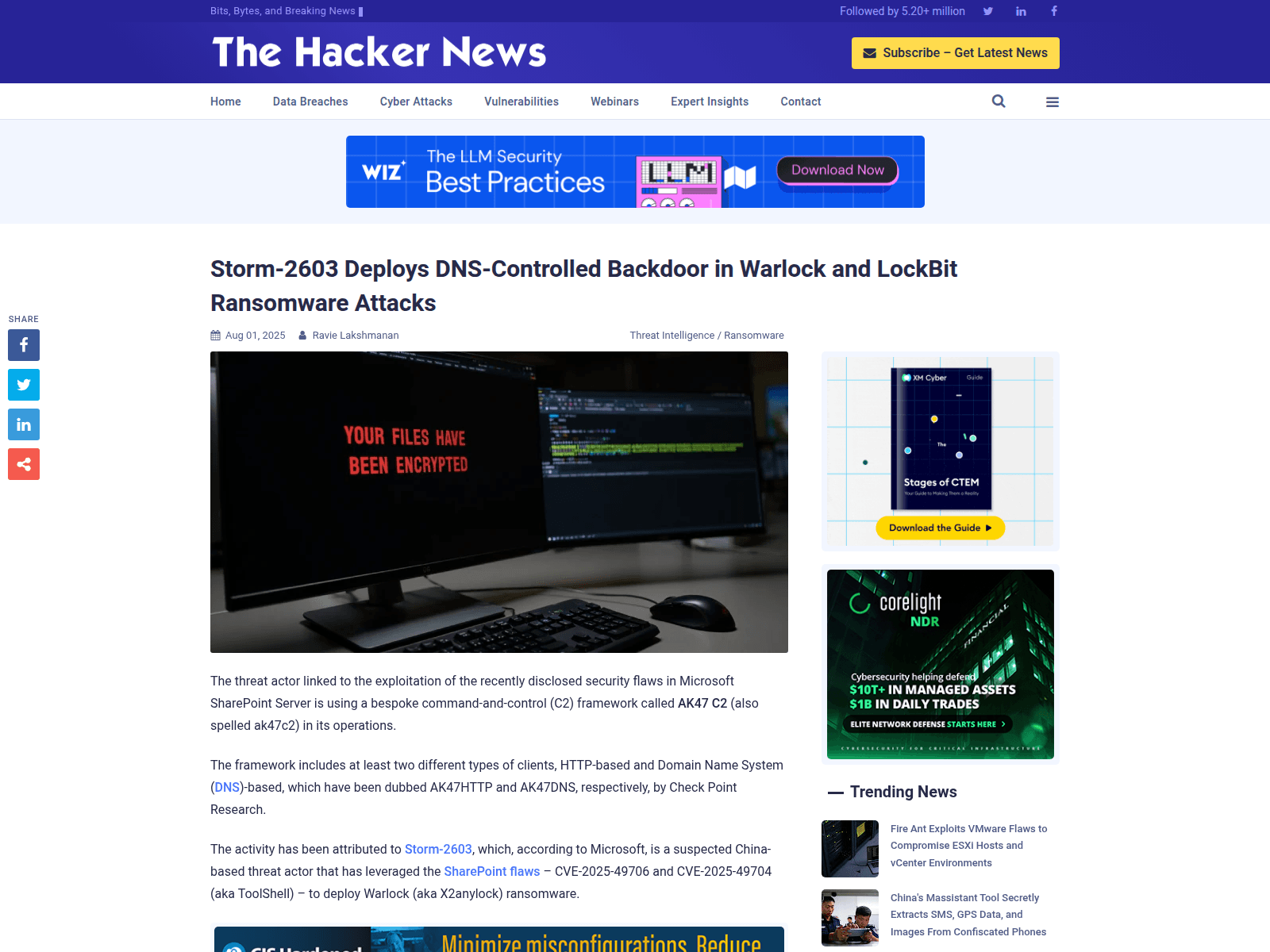 Storm-2603 Deploys DNS-Controlled Backdoor in Warlock and LockBit Ransomware Attacks