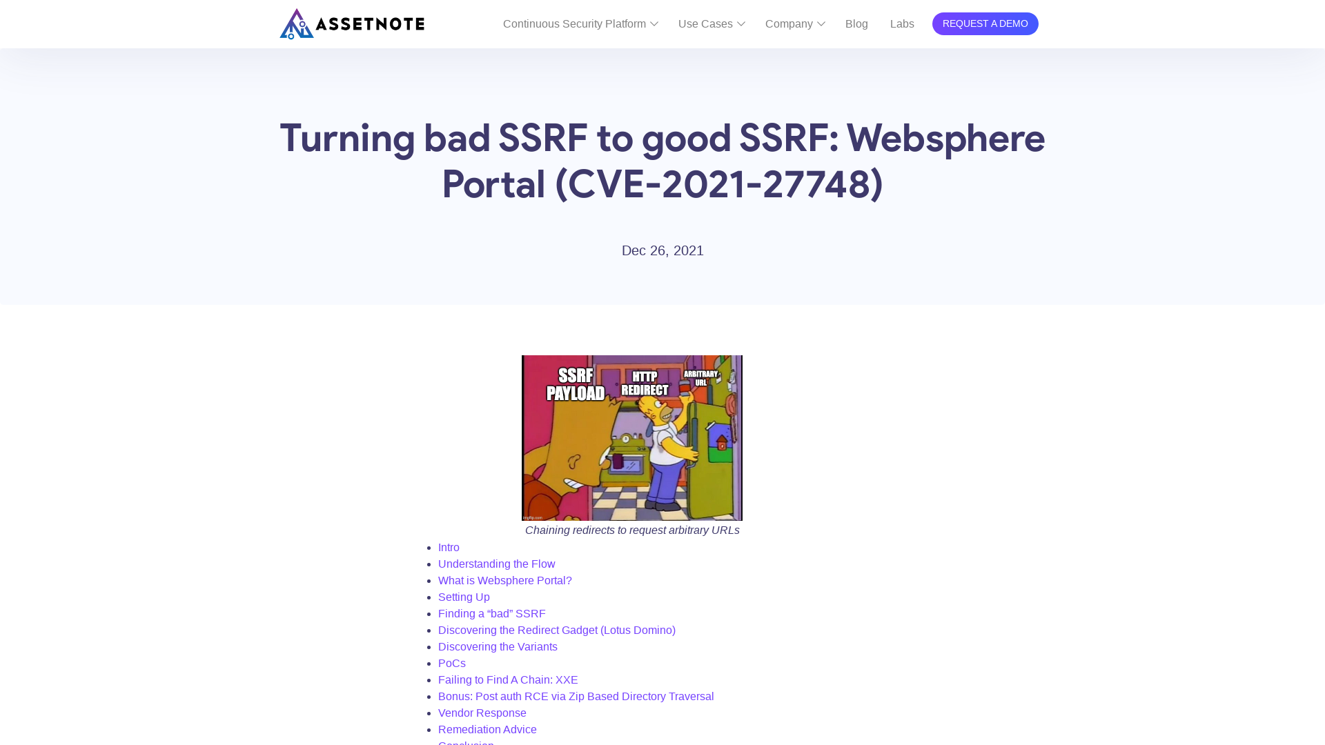 Turning bad SSRF to good SSRF: Websphere Portal (CVE-2021-27748) – Assetnote