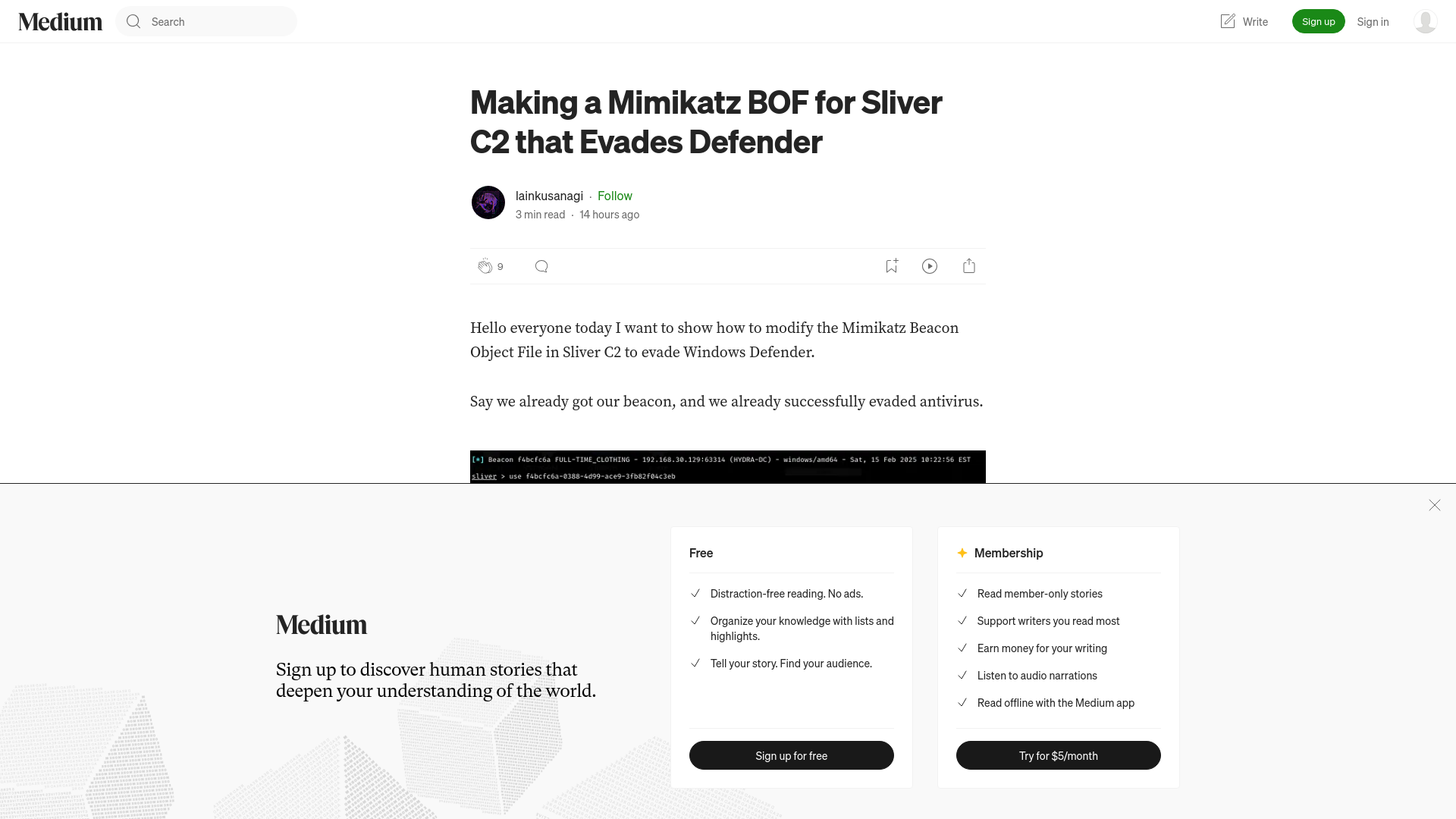 Making a Mimikatz BOF for Sliver C2 that Evades Defender | by lainkusanagi | Feb, 2025 | Medium