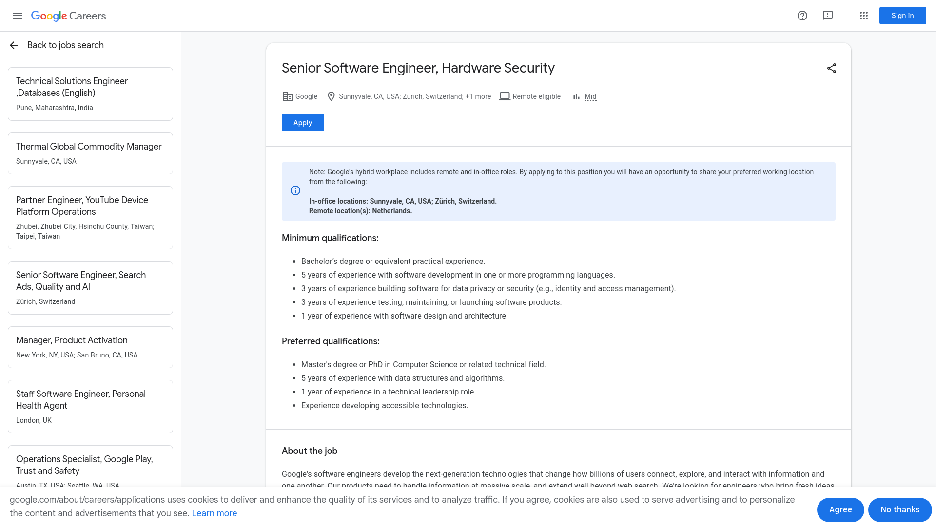 Senior Software Engineer, Hardware Security — Google Careers