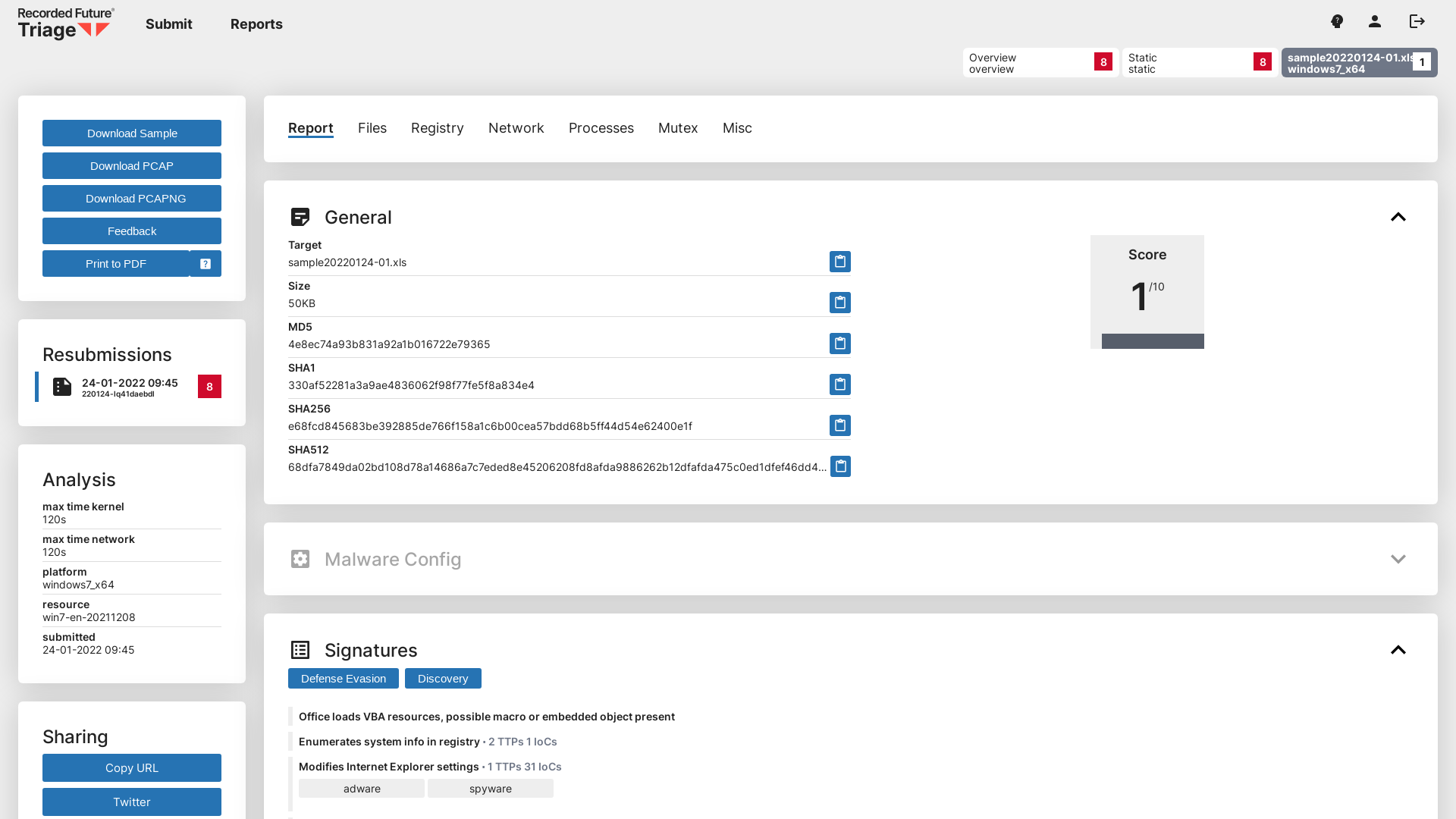 Triage | Behavioral Report