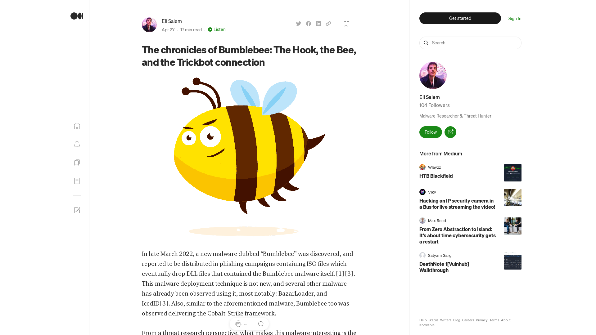 The chronicles of Bumblebee: The Hook, the Bee, and the Trickbot connection | by Eli Salem | Medium
