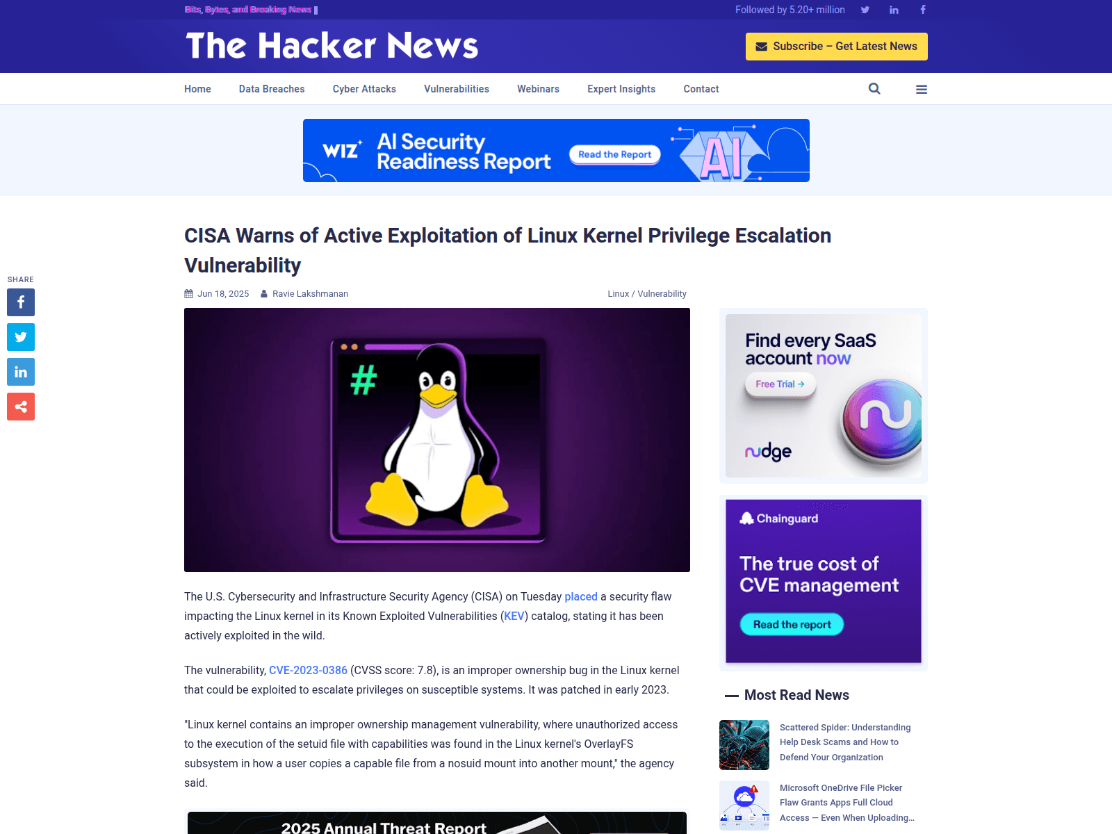 CISA Warns of Active Exploitation of Linux Kernel Privilege Escalation Vulnerability