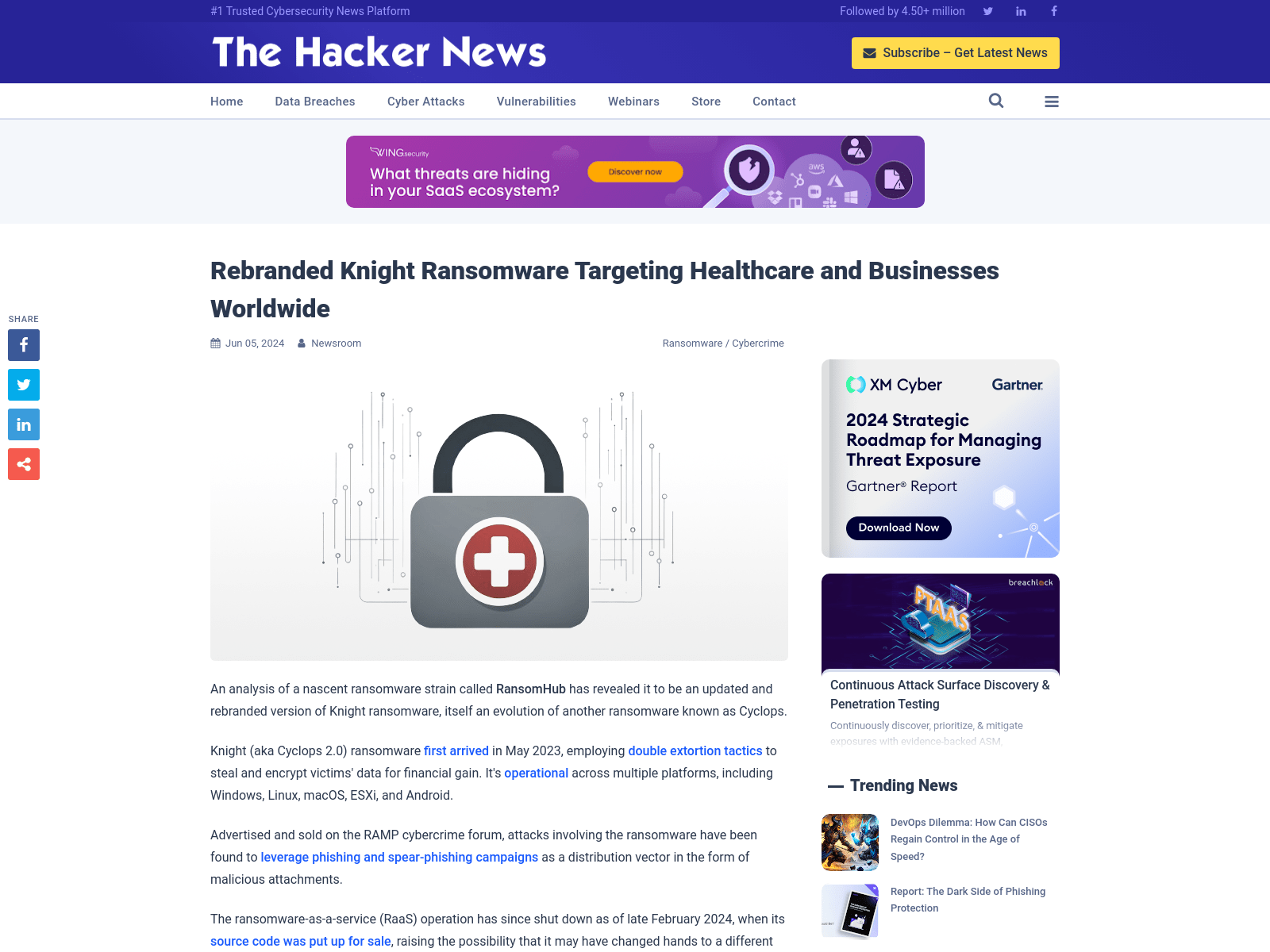 Rebranded Knight Ransomware Targeting Healthcare and Businesses Worldwide