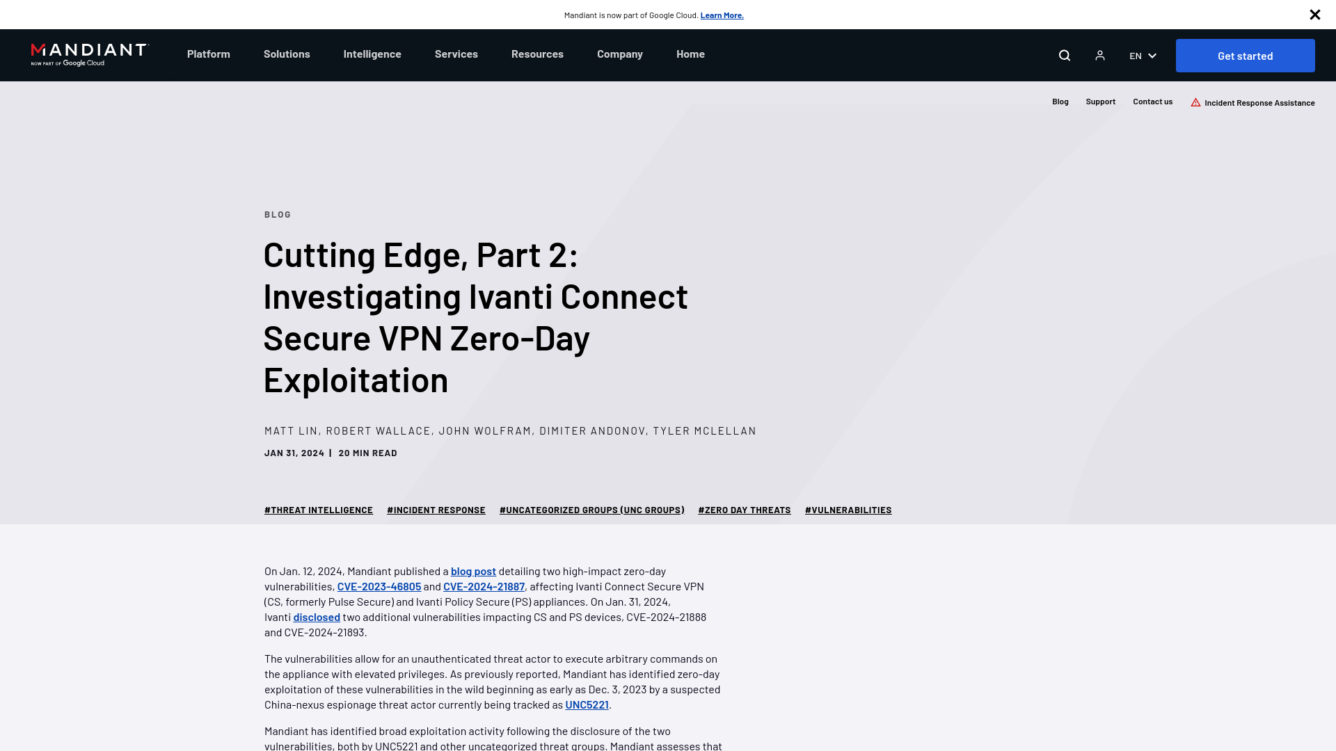 Cutting Edge, Part 2: Investigating Ivanti Connect Secure VPN Zero-Day Exploitation | Mandiant