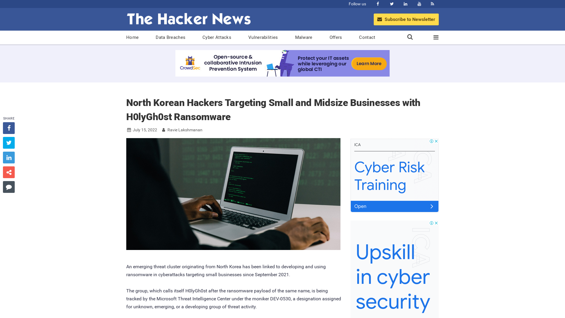 North Korean Hackers Targeting Small and Midsize Businesses with H0lyGh0st Ransomware