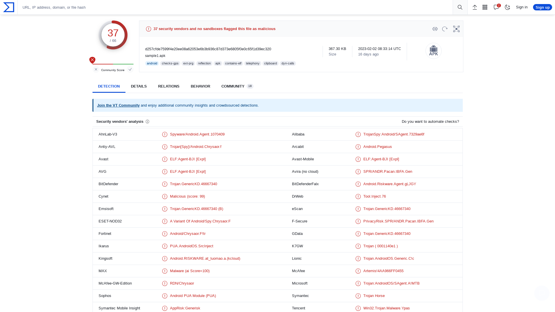 VirusTotal - File - d257cfde7599f4e20ee08a62053e6b3b936c87d373e6805f0e0c65f1d39ec320