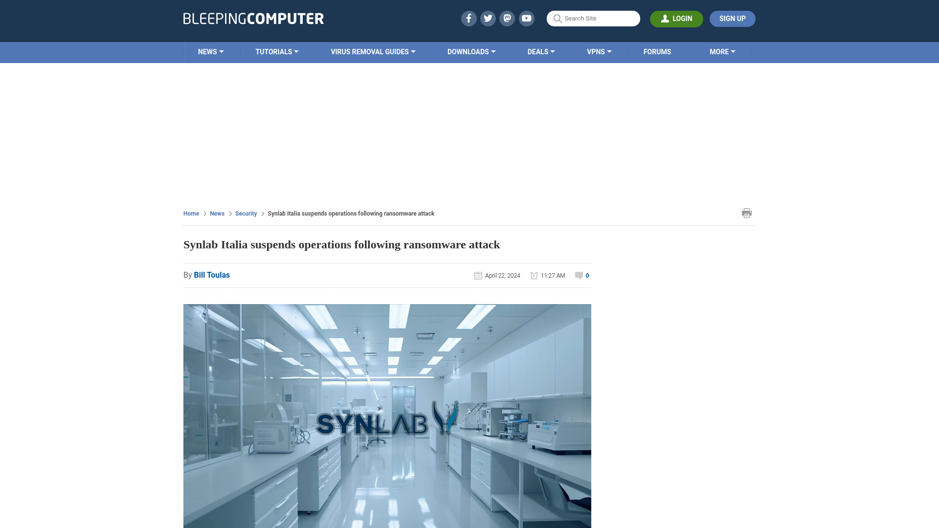 Synlab Italia suspends operations following ransomware attack