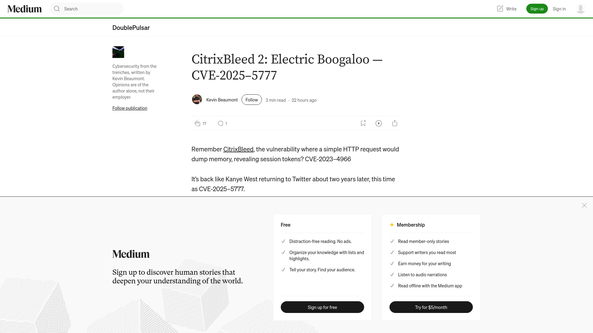 CitrixBleed 2: Electric Boogaloo — CVE-2025–5777 | by Kevin Beaumont | Jun, 2025 | DoublePulsar