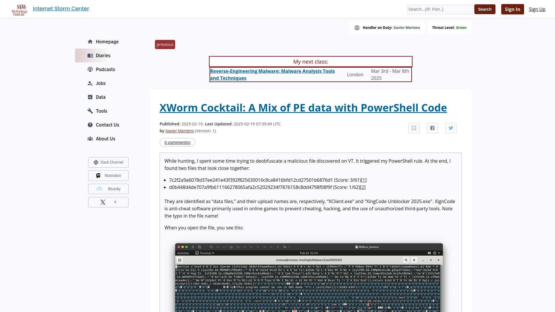 XWorm Cocktail: A Mix of PE data with PowerShell Code - SANS Internet Storm Center