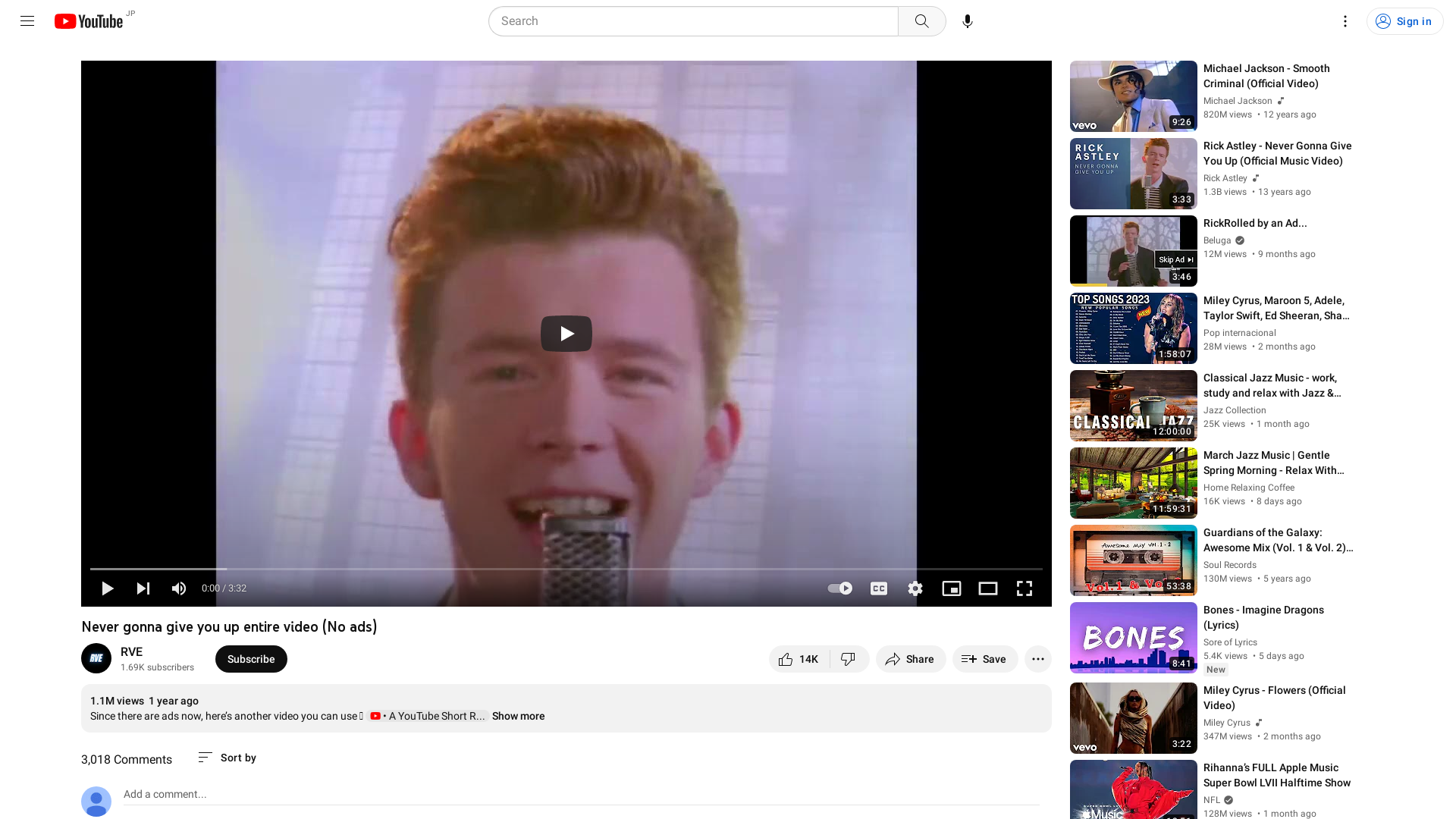 Never gonna give you up entire video (No ads) - YouTube