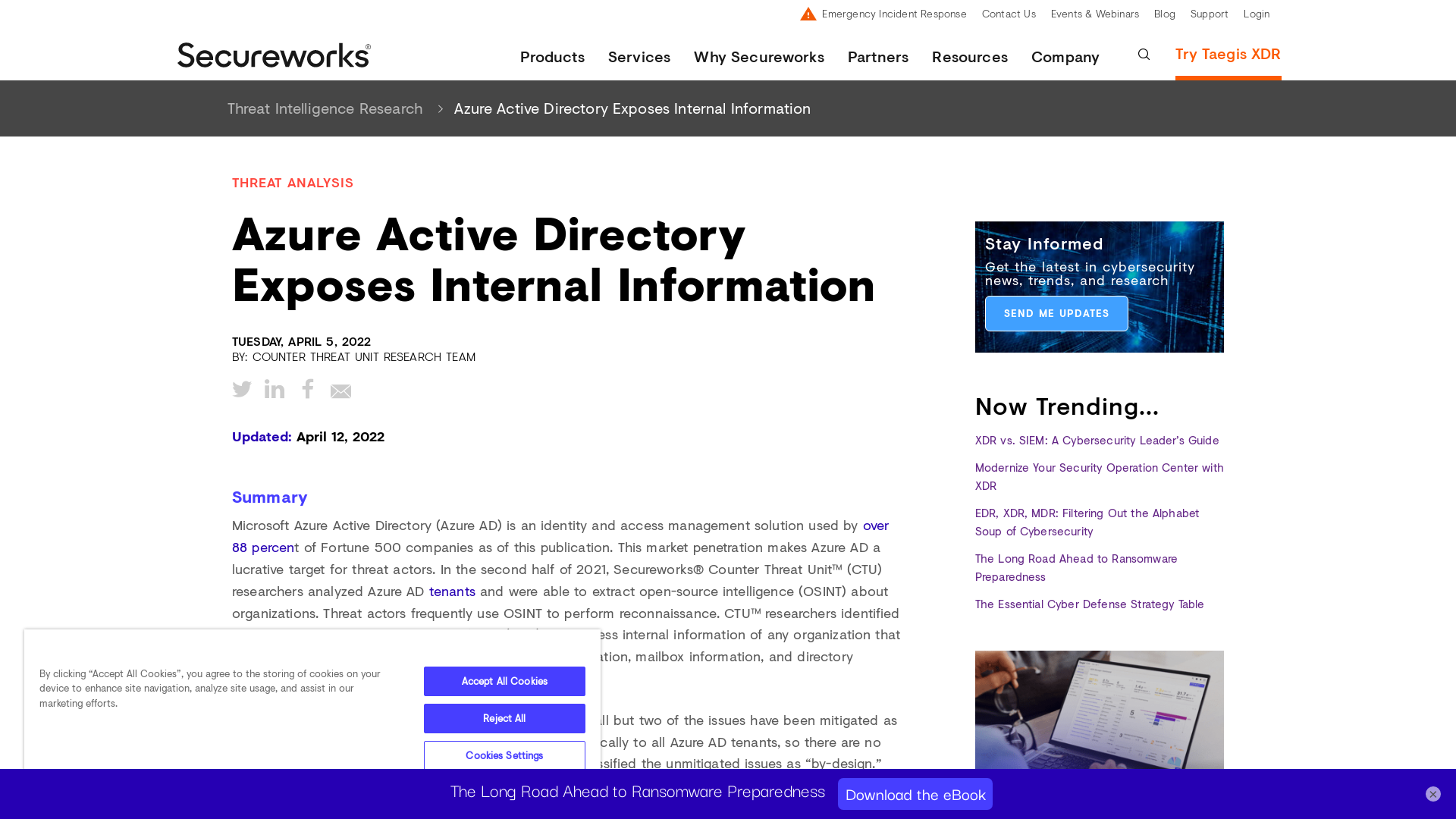 Azure Active Directory Exposes Internal Information - Threat Analysis | Secureworks