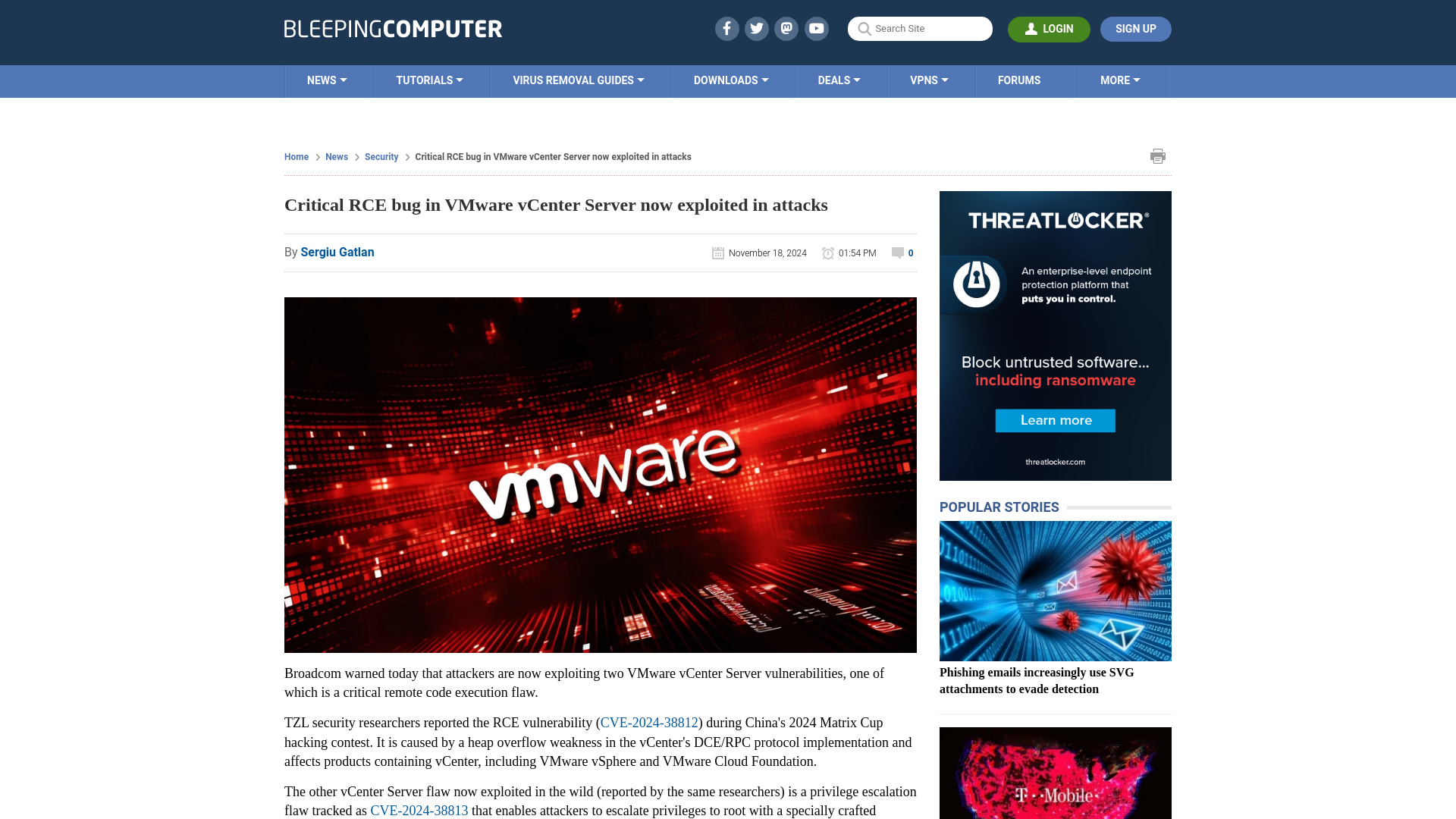 Critical RCE bug in VMware vCenter Server now exploited in attacks