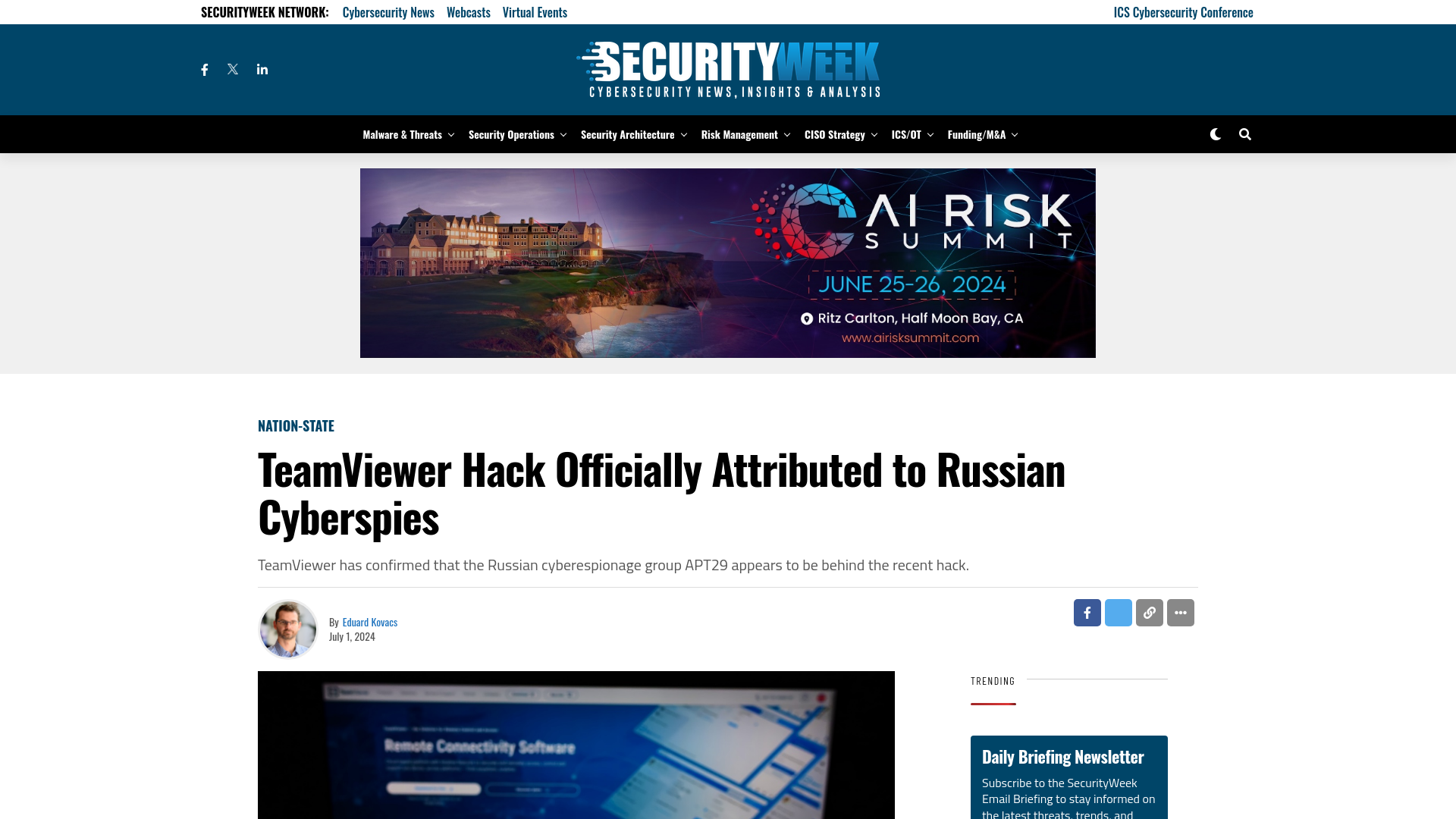 TeamViewer Hack Officially Attributed to Russian Cyberspies - SecurityWeek