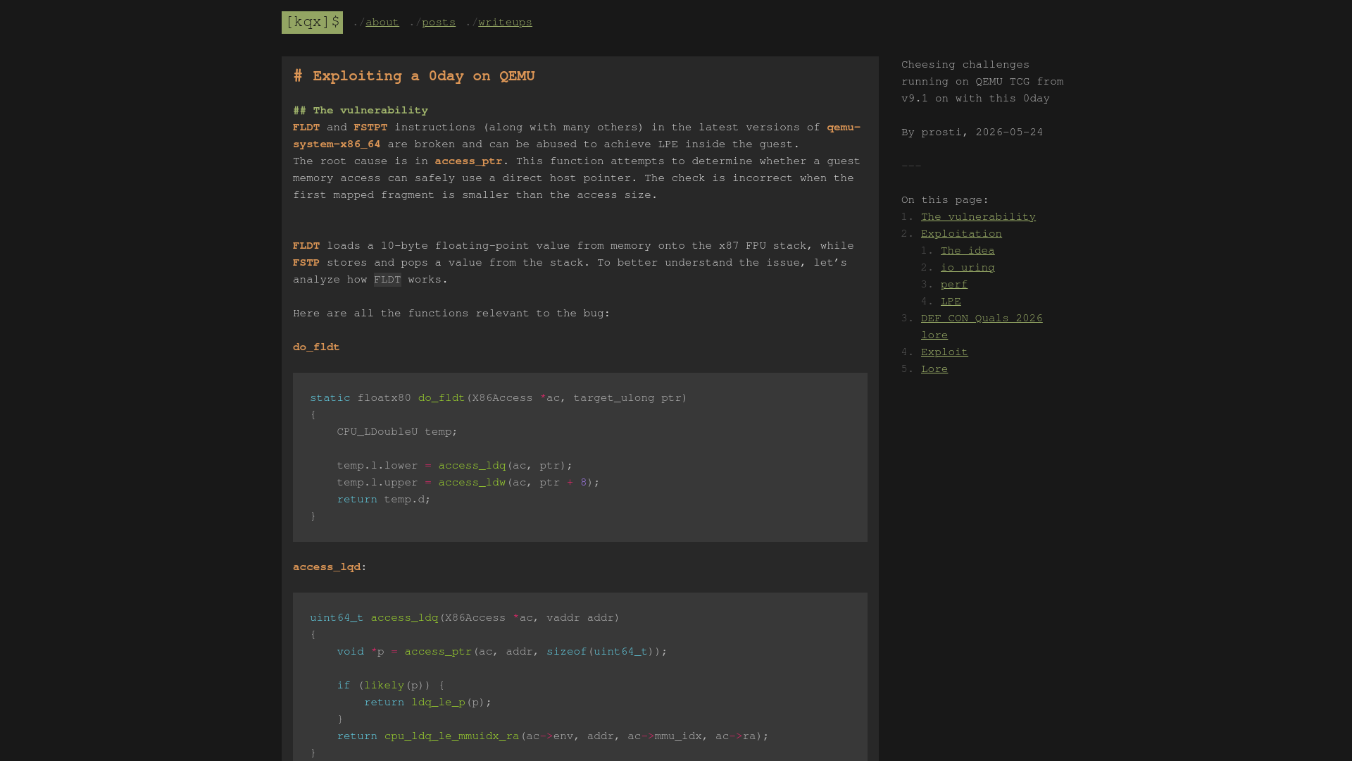 Exploiting a 0day on QEMU – kqx