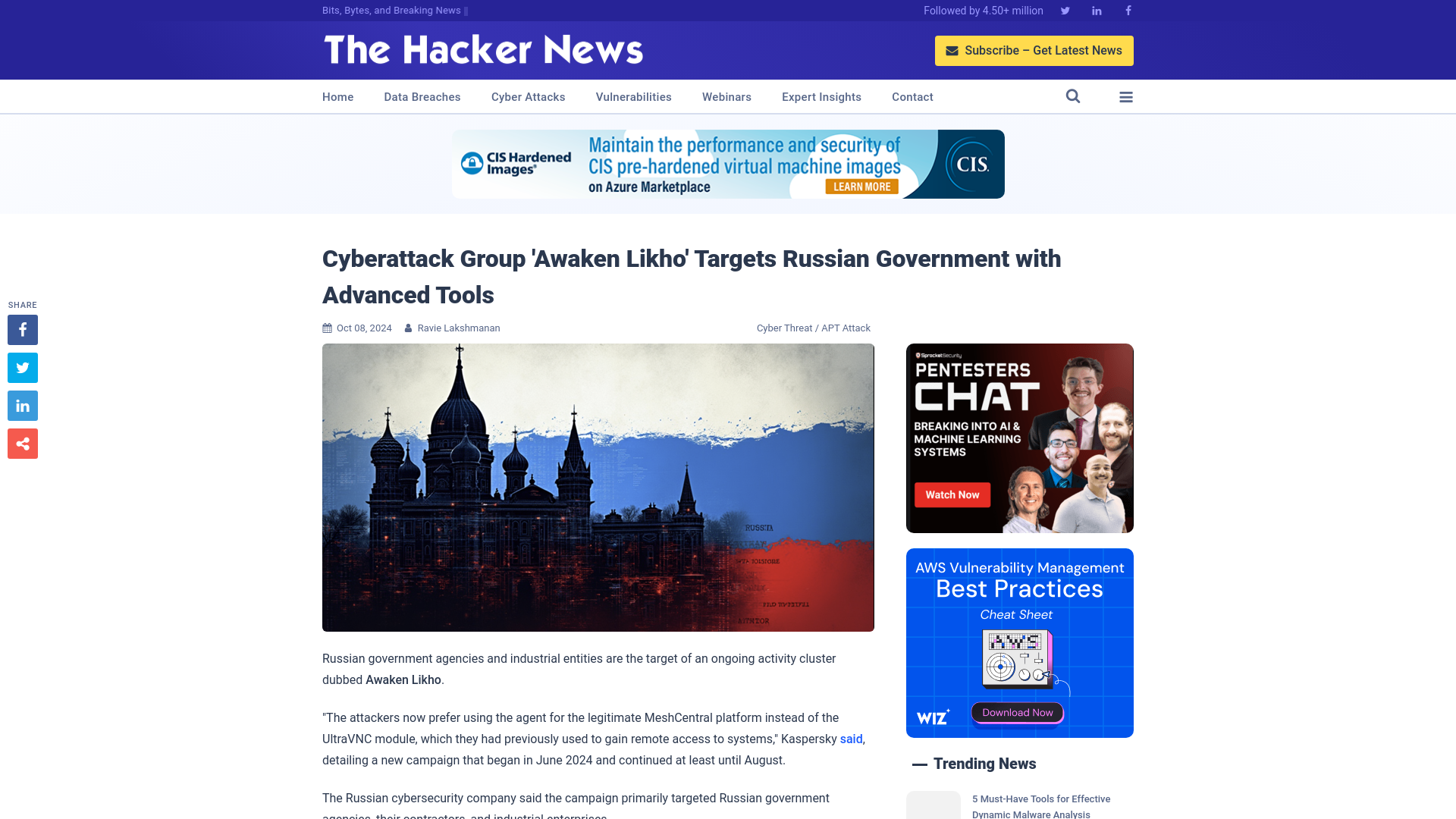 Cyberattack Group 'Awaken Likho' Targets Russian Government with Advanced Tools