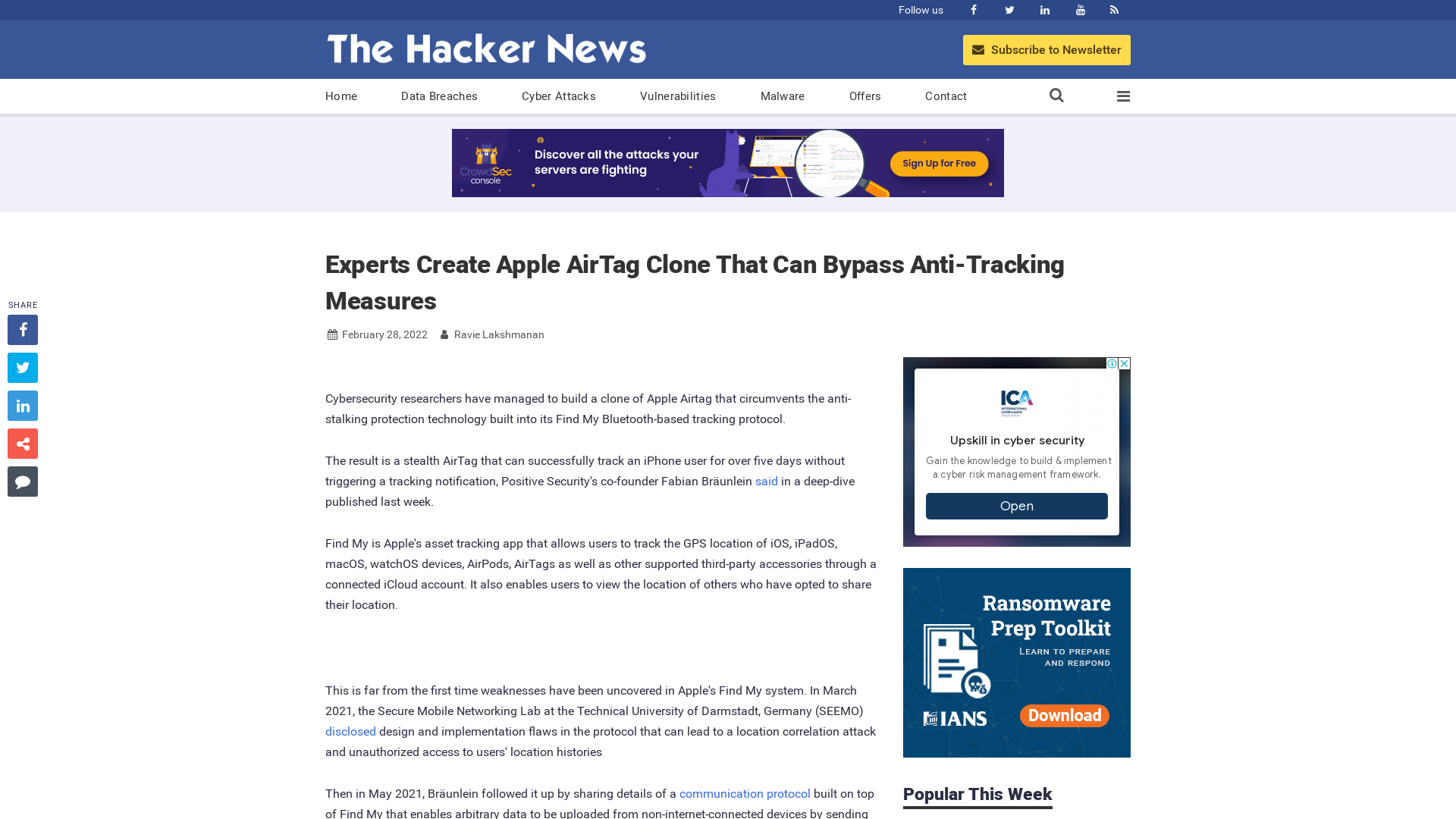 Experts Create Apple AirTag Clone That Can Bypass Anti-Tracking Measures