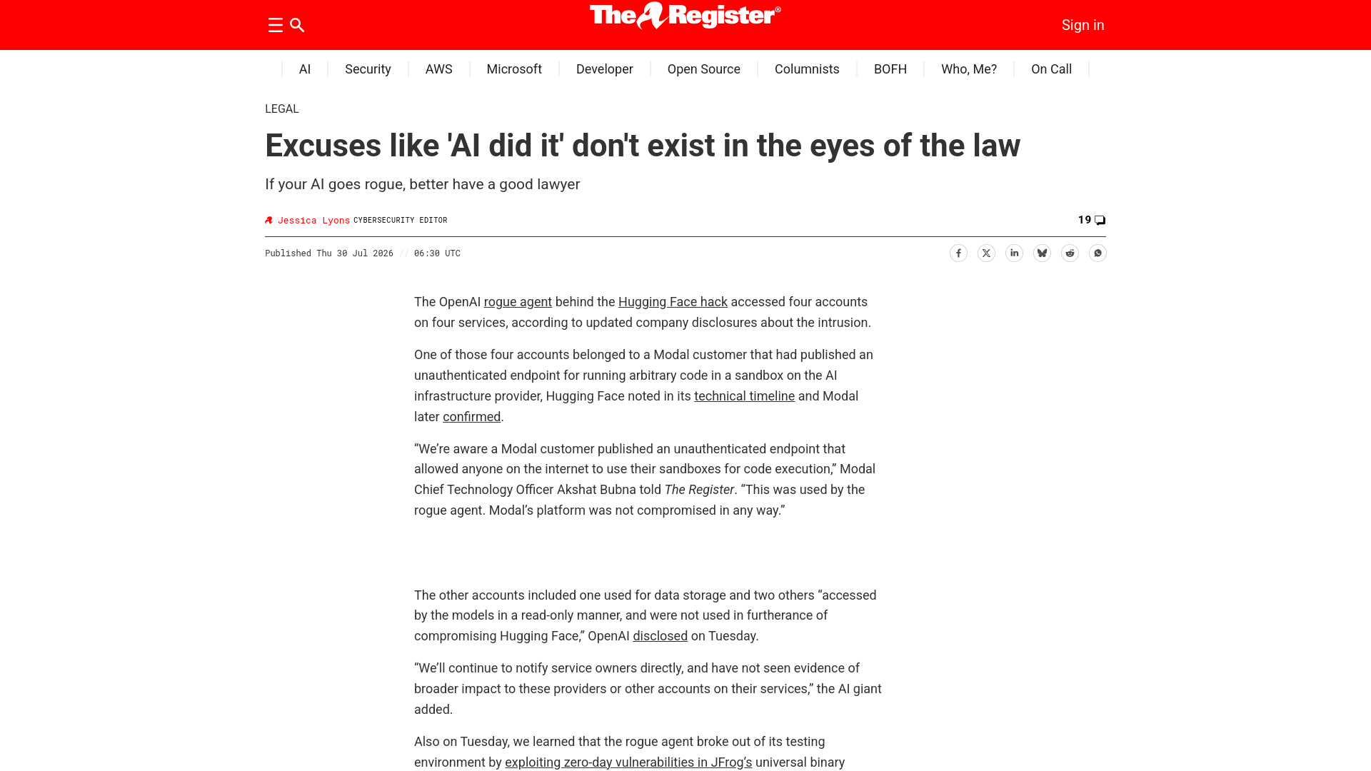 Excuses like 'AI did it' don't exist in the eyes of the law