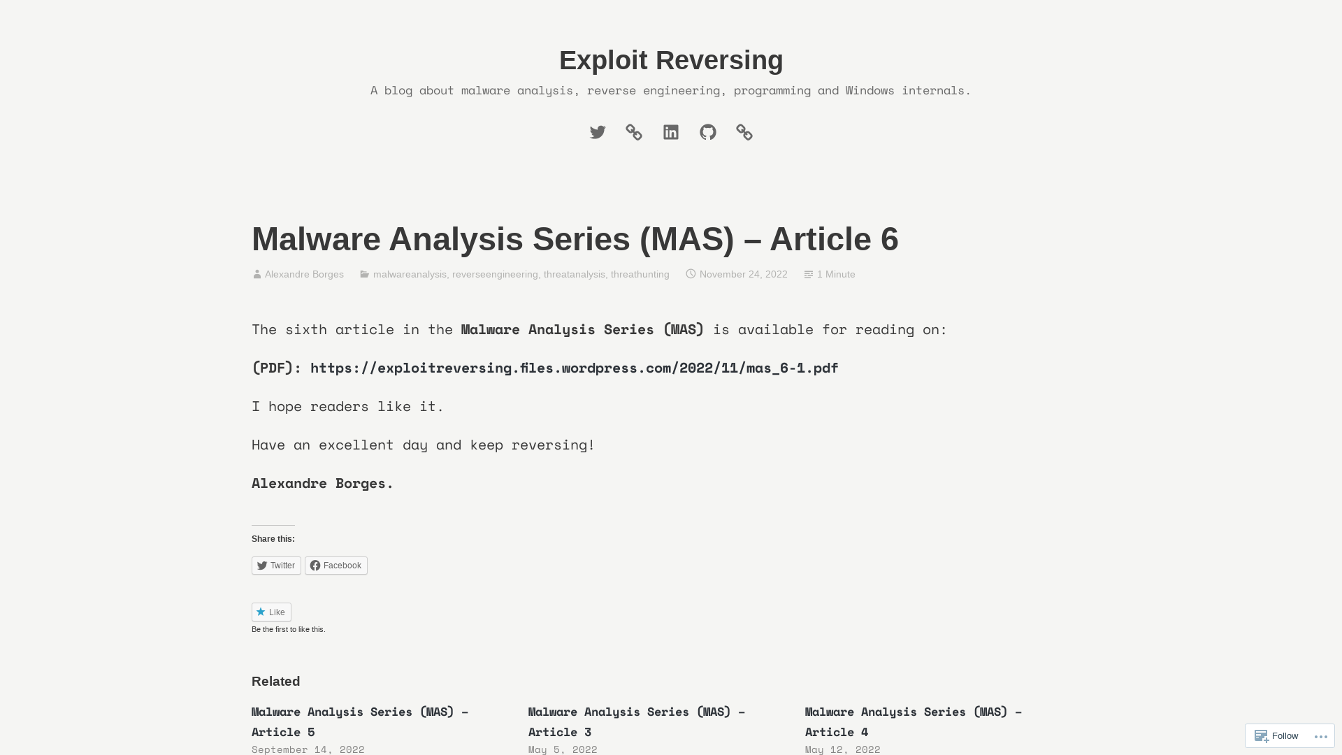 Malware Analysis Series (MAS) – Article 6 – Exploit Reversing