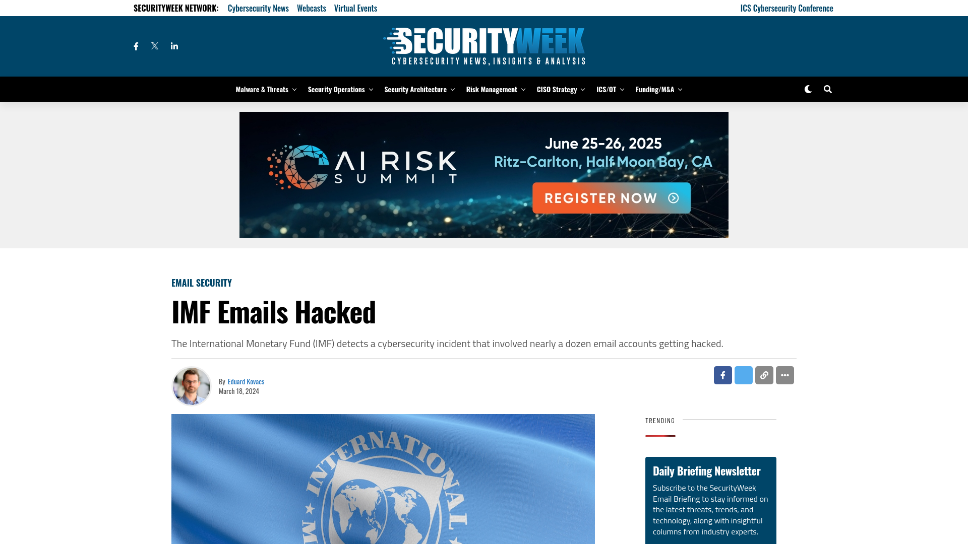 IMF Emails Hacked - SecurityWeek