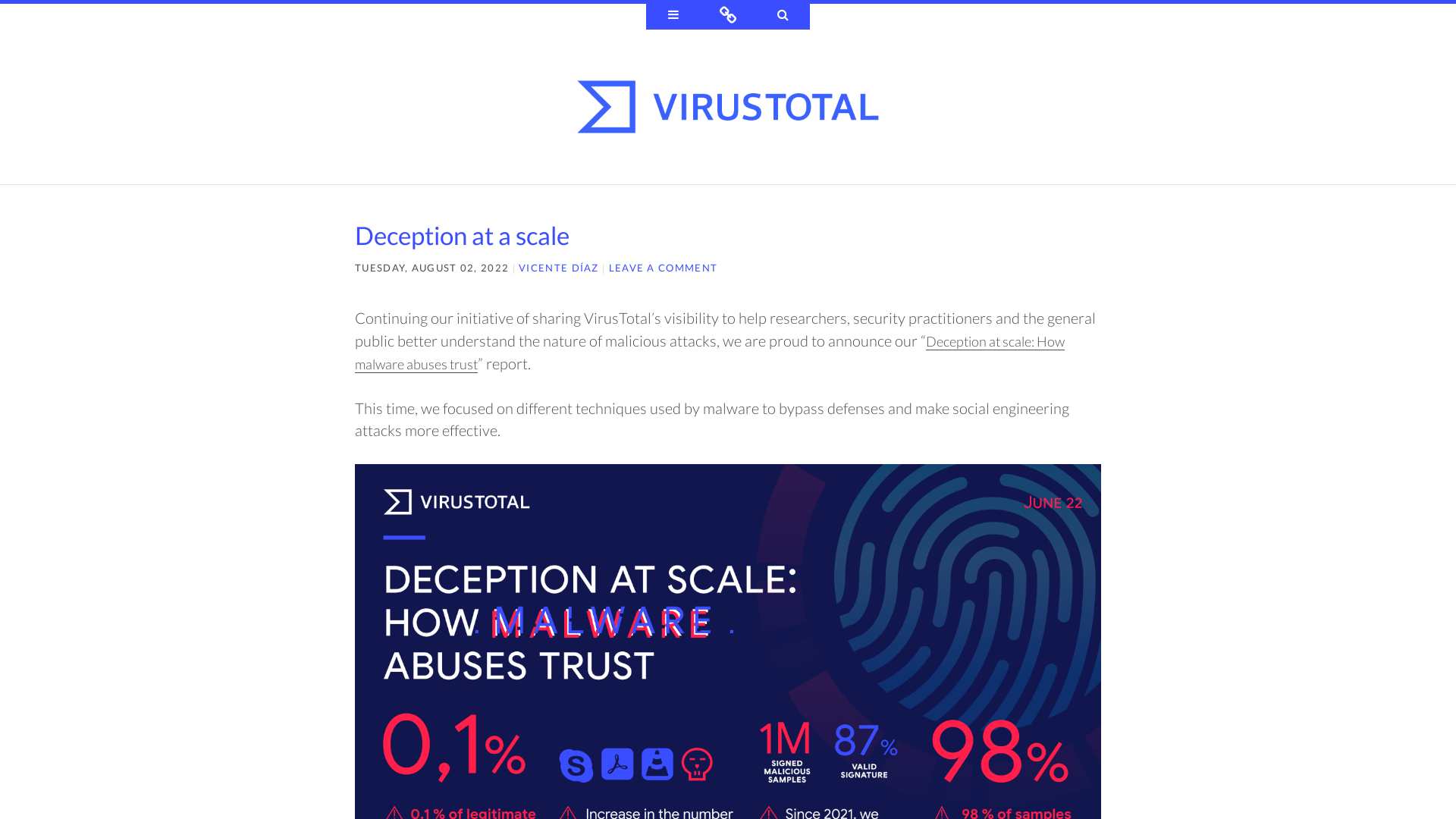 Deception at a scale ~ VirusTotal Blog