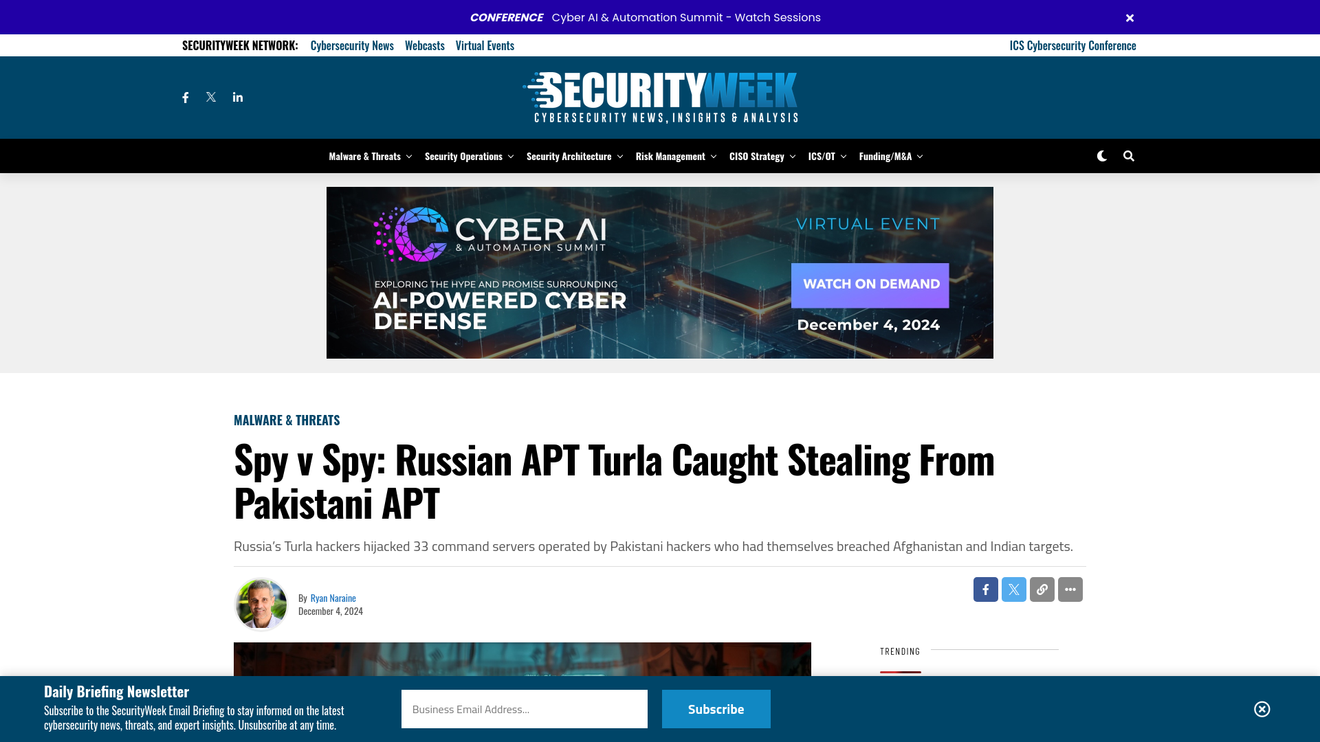 Spy v Spy: Russian APT Turla Caught Stealing From Pakistani APT - SecurityWeek