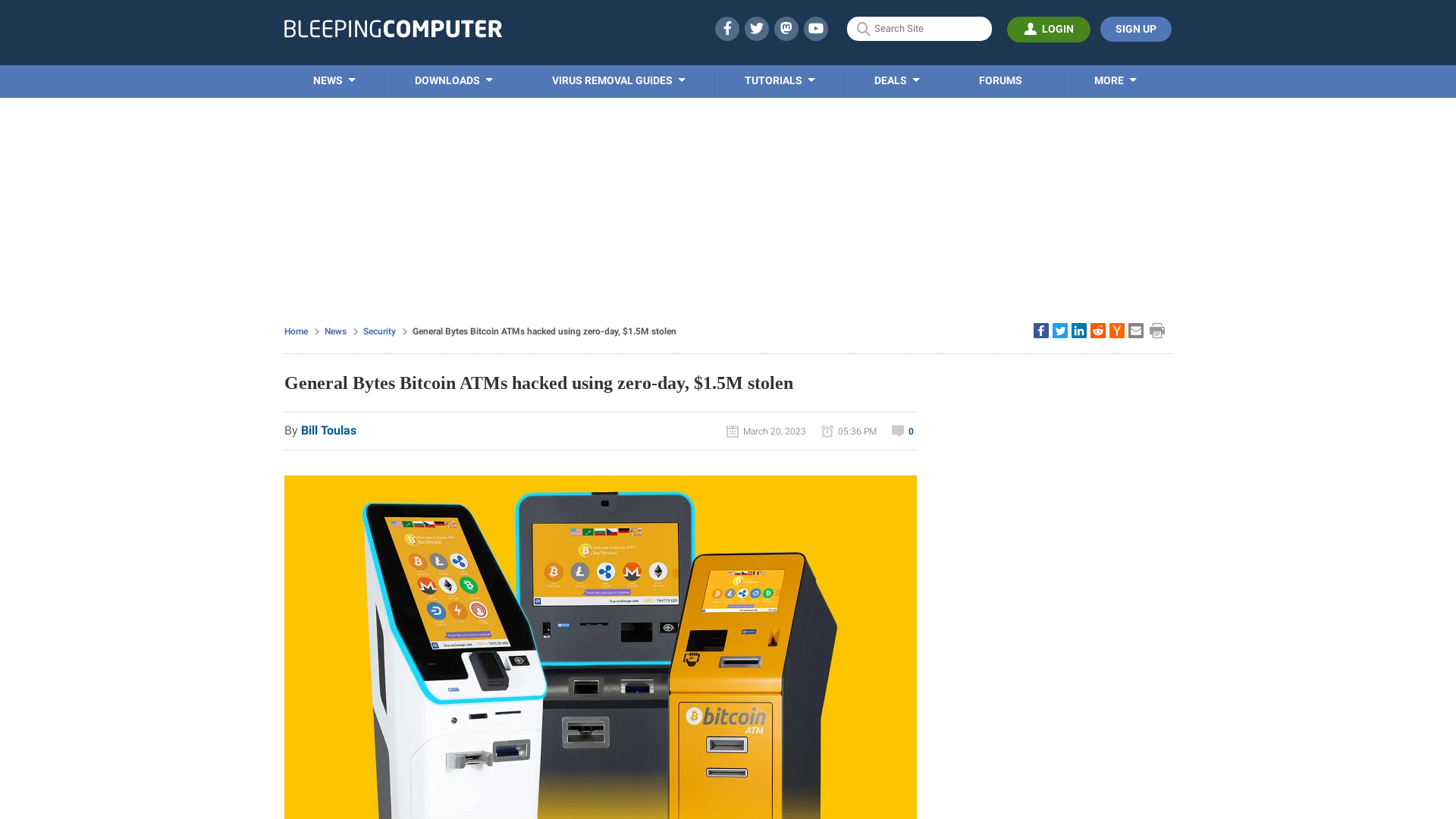 General Bytes Bitcoin ATMs hacked using zero-day, $1.5M stolen