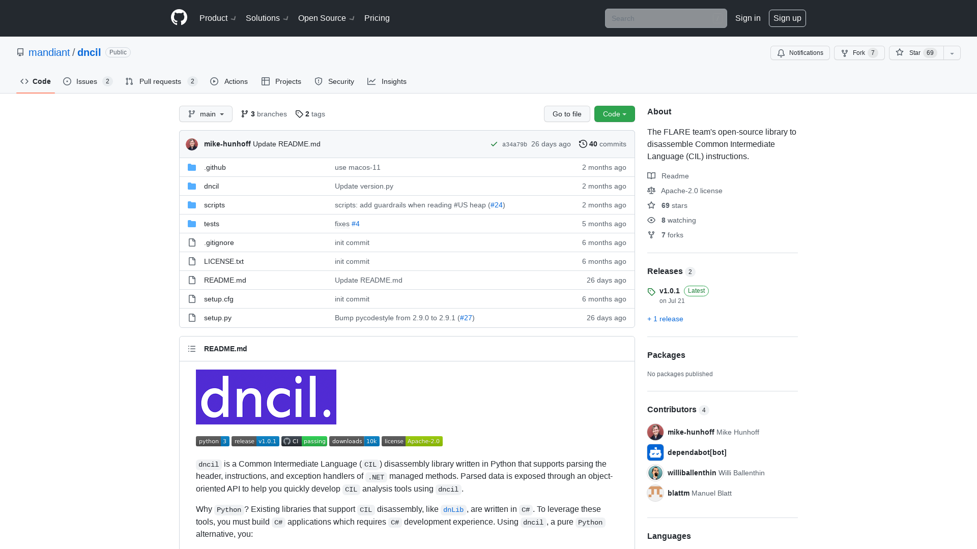 GitHub - mandiant/dncil: The FLARE team's open-source library to disassemble Common Intermediate Language (CIL) instructions.