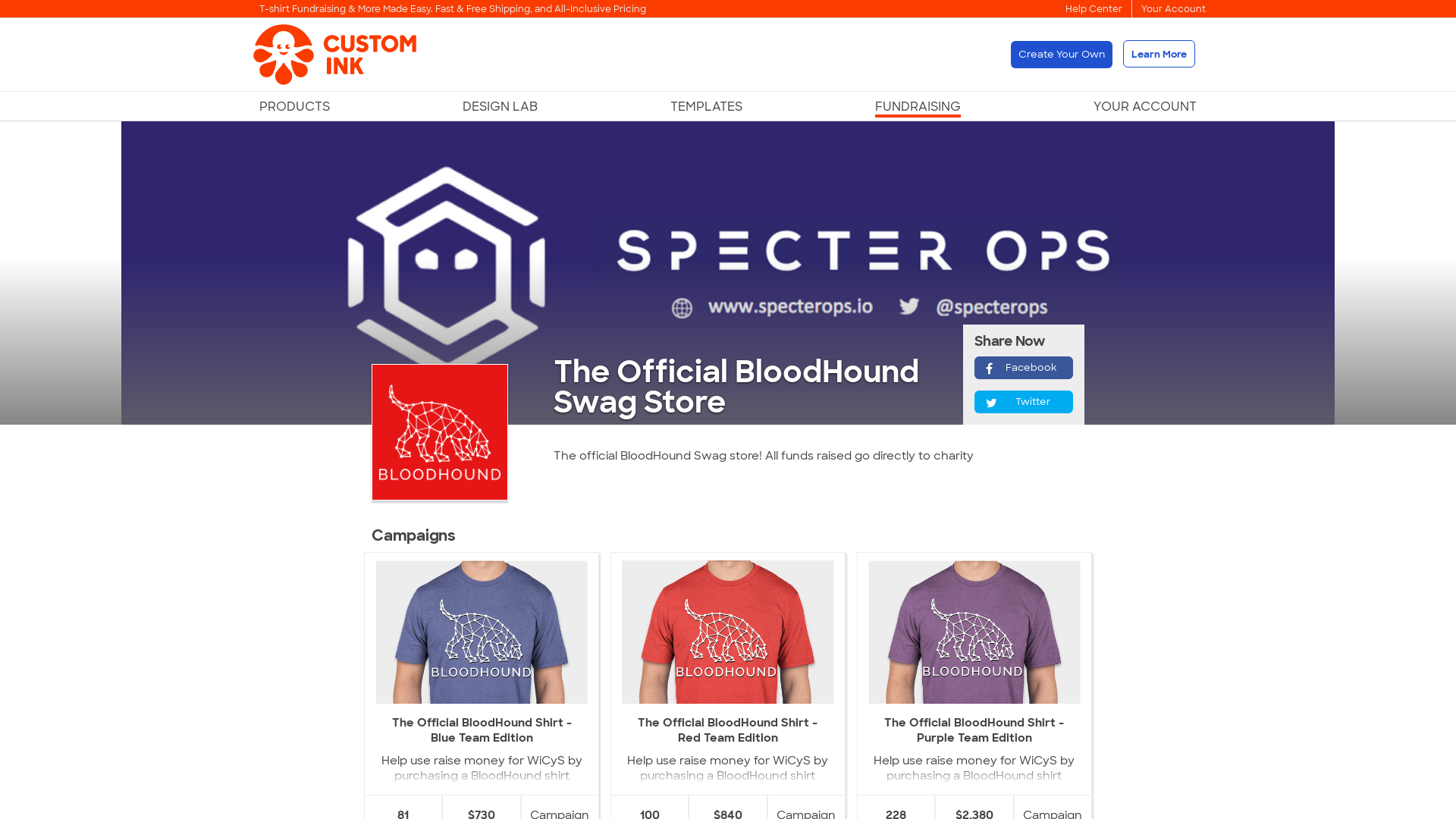 The Official BloodHound Swag Store Custom Ink Fundraising