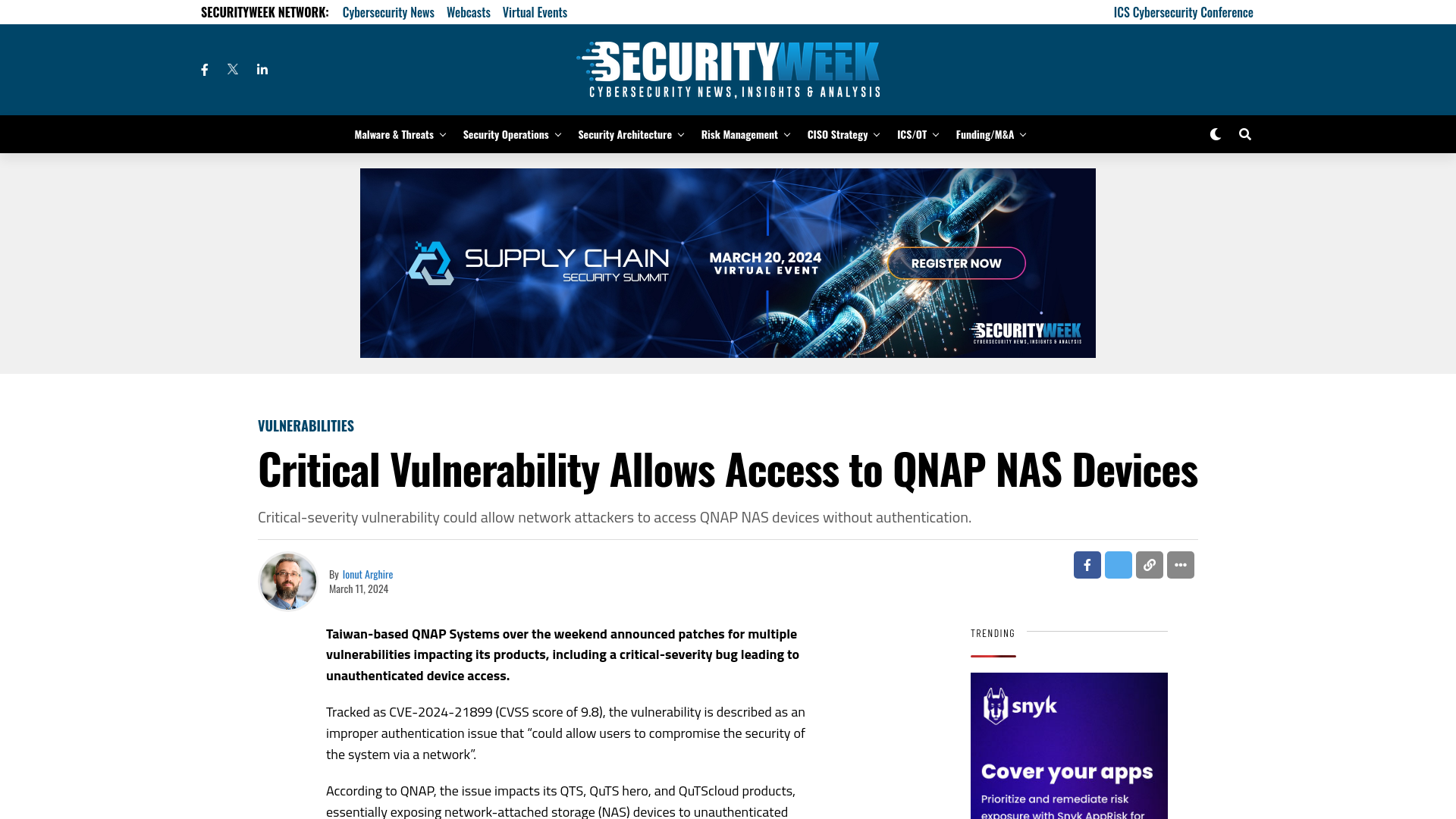 Critical Vulnerability Allows Access to QNAP NAS Devices - SecurityWeek