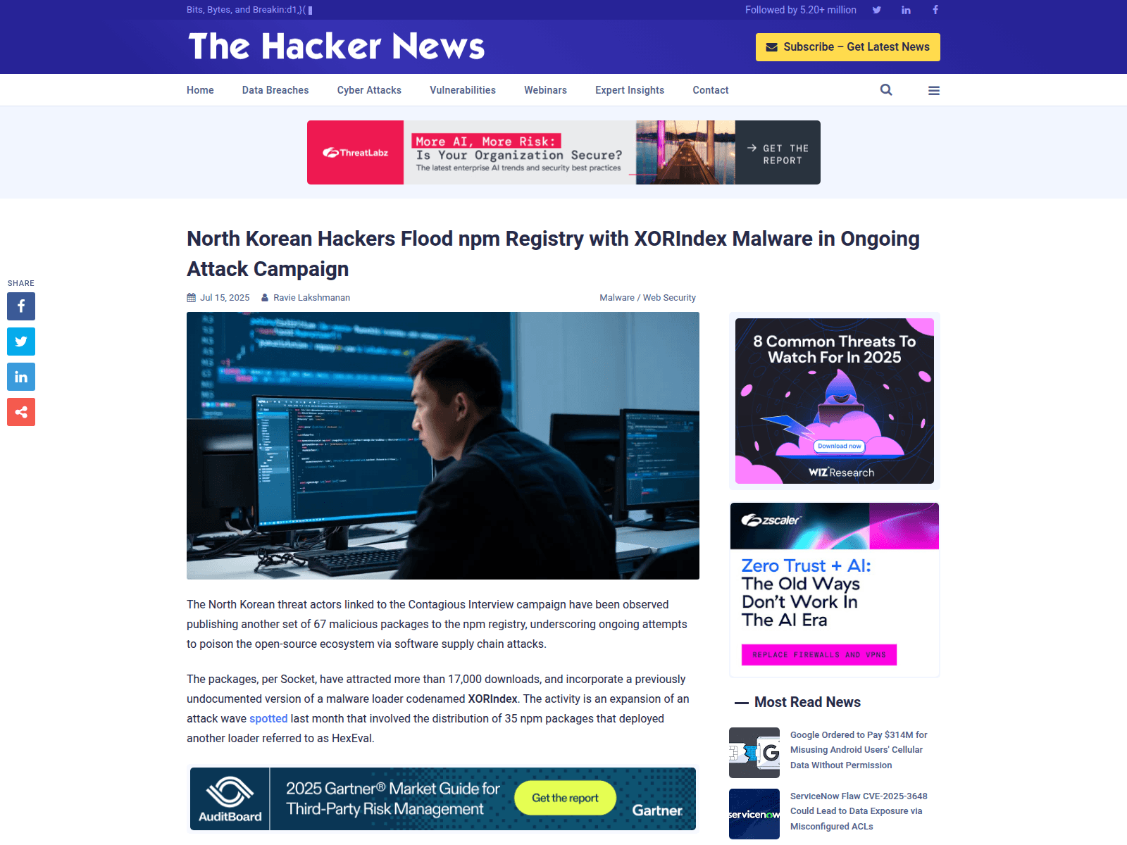 North Korean Hackers Flood npm Registry with XORIndex Malware in Ongoing Attack Campaign