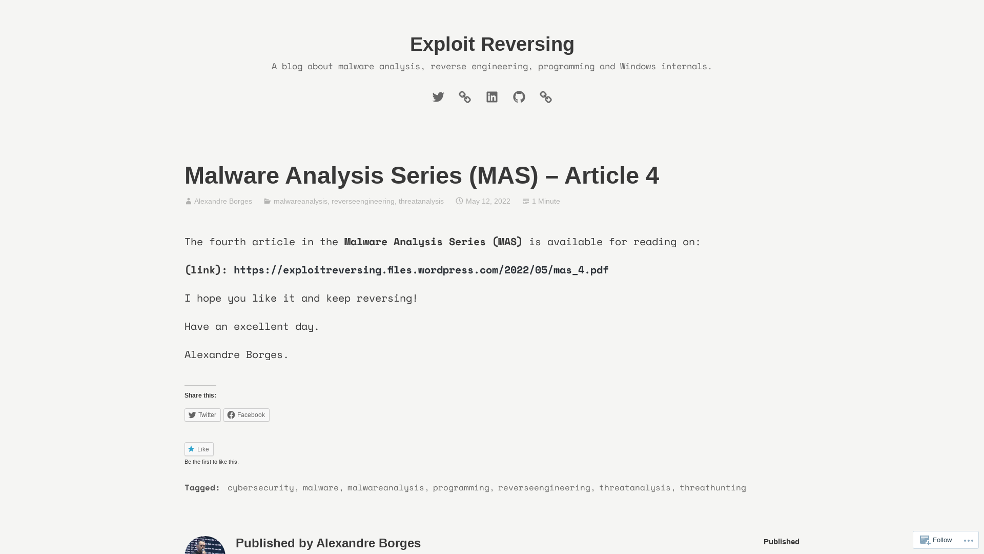 Malware Analysis Series (MAS) – Article 4 – Exploit Reversing