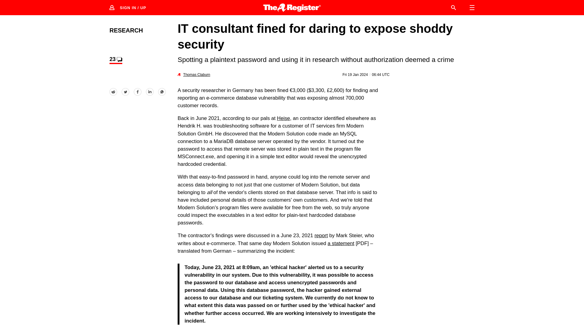 IT consultant in Germany fined for exposing shoddy security • The Register