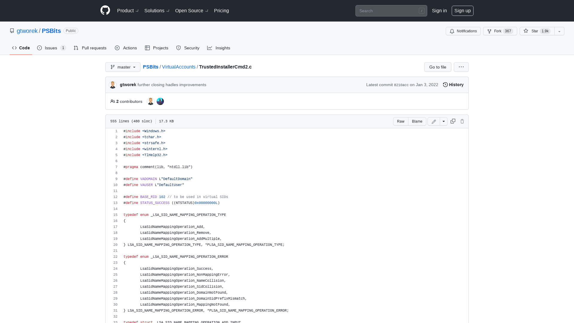 PSBits/TrustedInstallerCmd2.c at master · gtworek/PSBits · GitHub